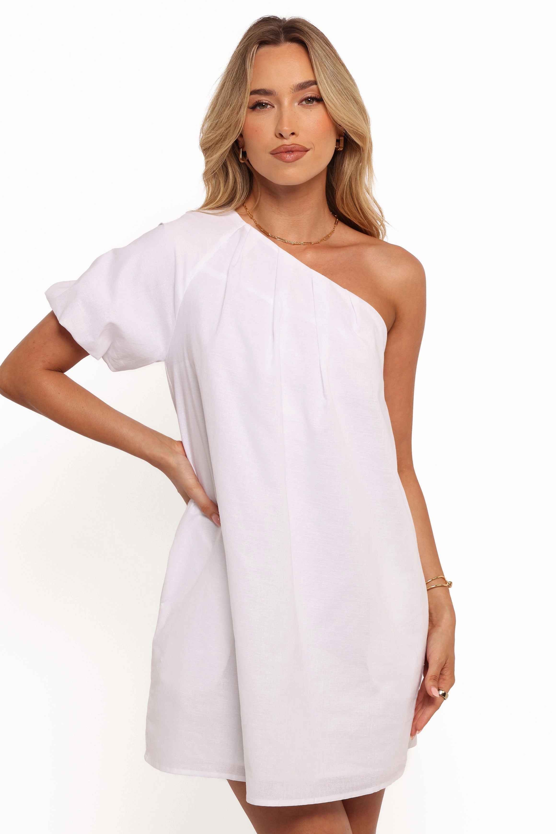Dylan One Shoulder Mini Dress - White Sunny Lace