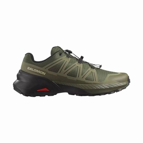 Salomon Men's Speedcross Peak Climasalomon Waterproof Trail Running Shoes - Olive Night/Deep Lichen Green/Black Cushioned Tongue Rubber Toe Guard