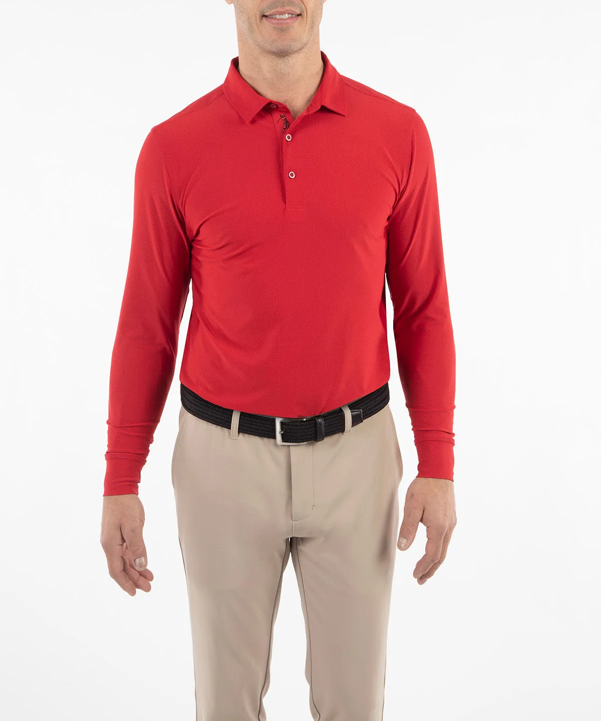 Active Fit Performance Jersey Balata Print Long-Sleeve Polo