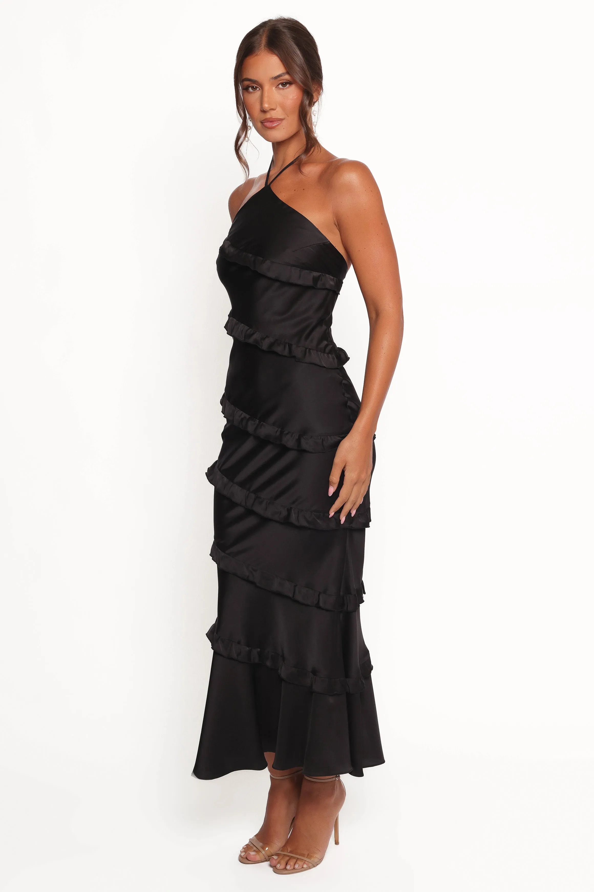 Roxanne Halterneck Maxi Dress - Black Young Edge Thermal-Lined