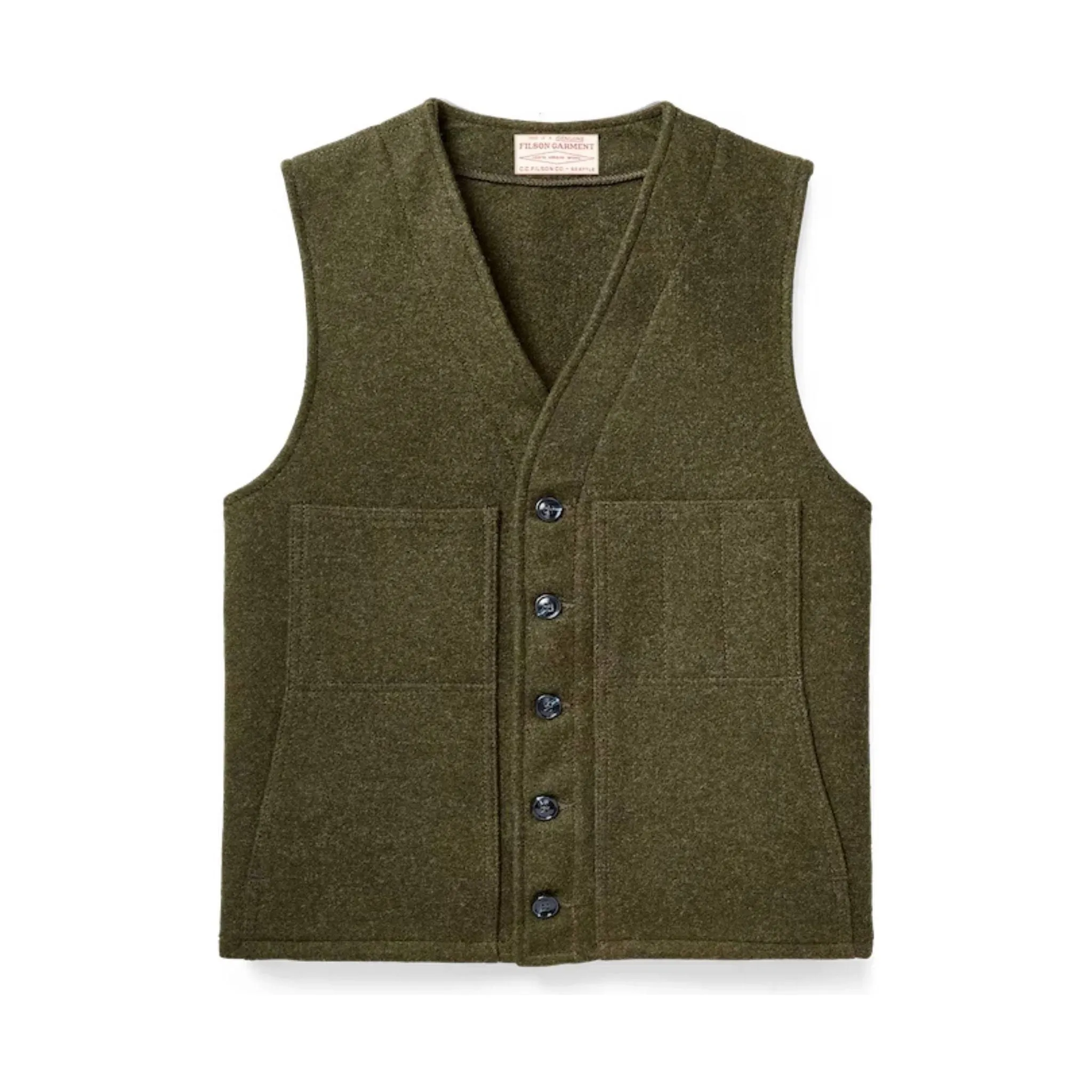 Filson Men's Mackinaw Wool Vest - Forest Green Comfortable lining Hollow Fiber Fill
