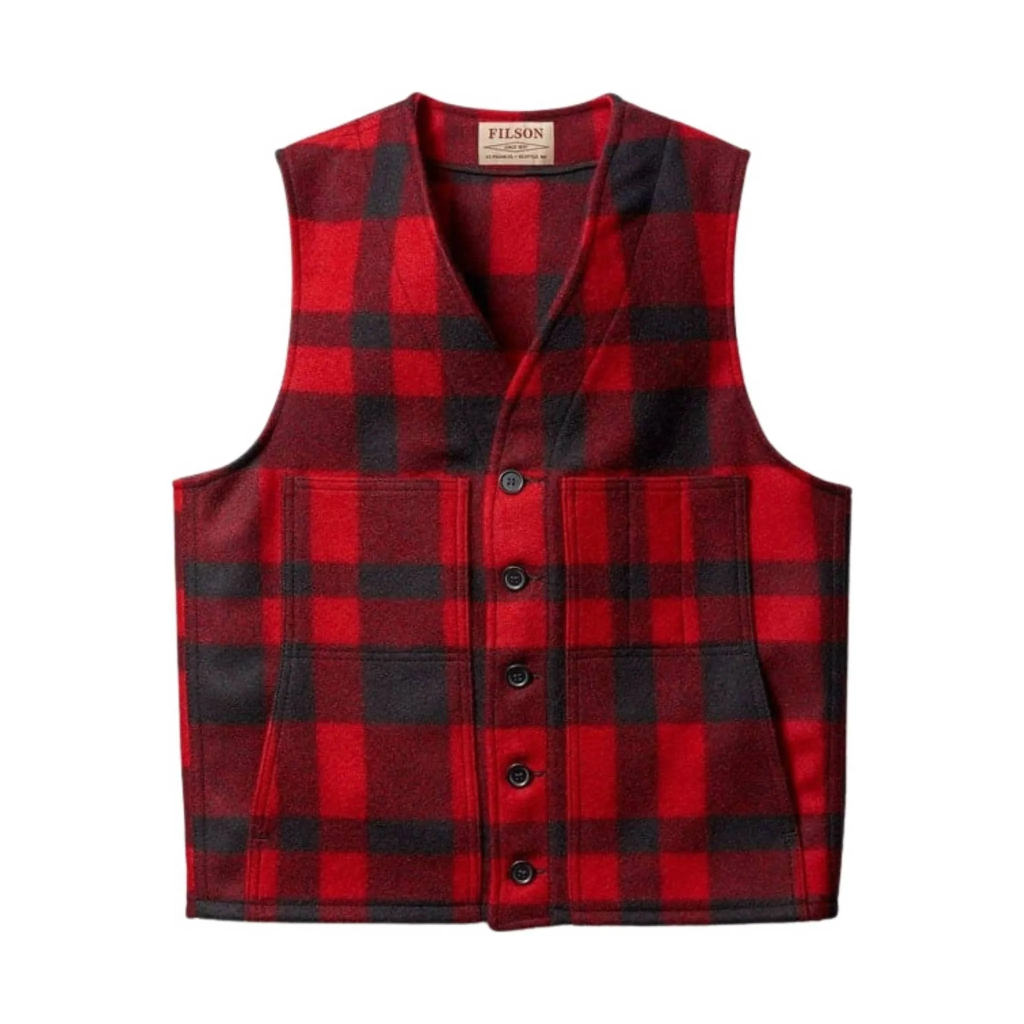 Heat Reflective Tech Soft Touch Filson Men's Mackinaw Wool Vest - Red/Black