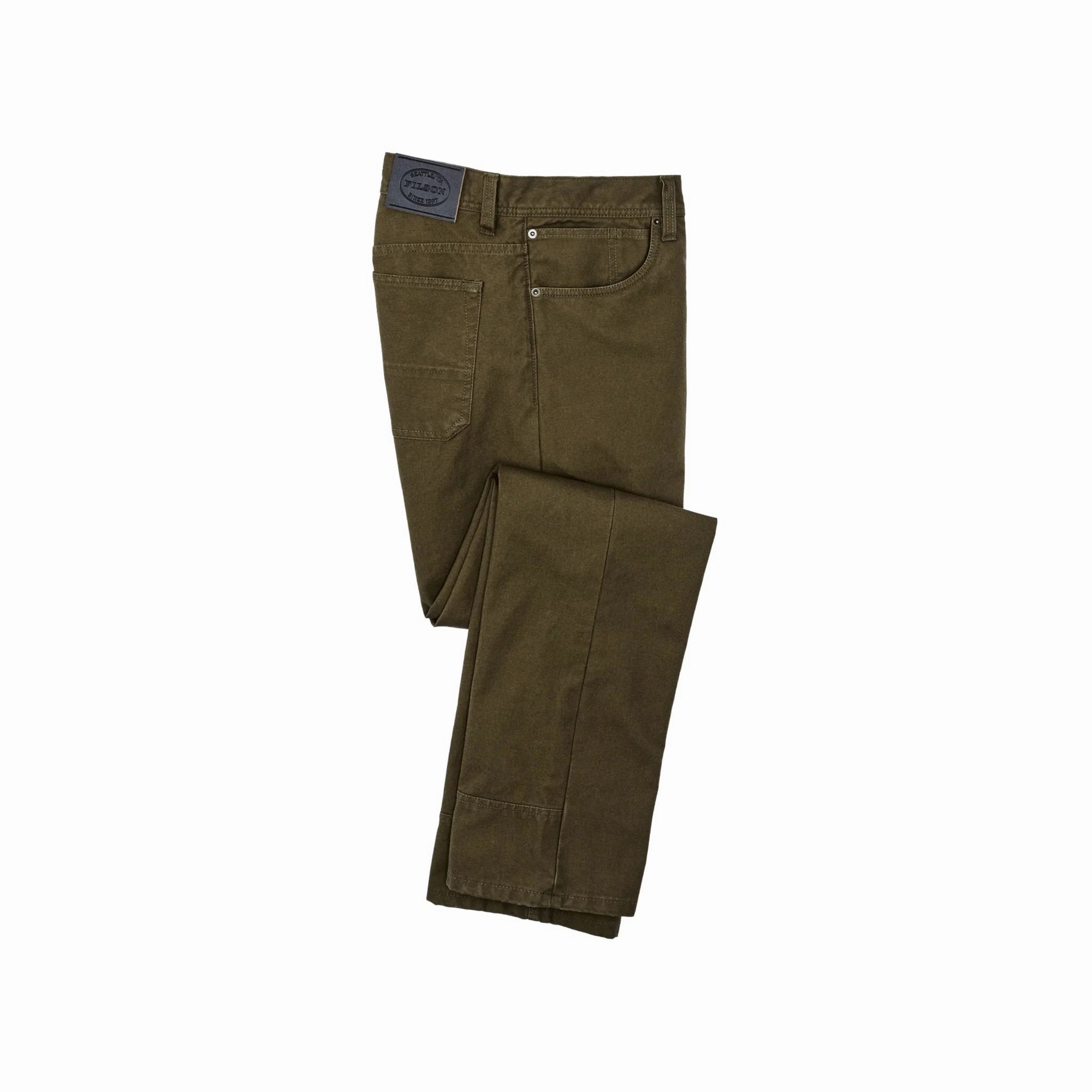 Filson Men's Dry Tin Cloth 5 Pocket Pant - Marsh Olive Smooth Finish