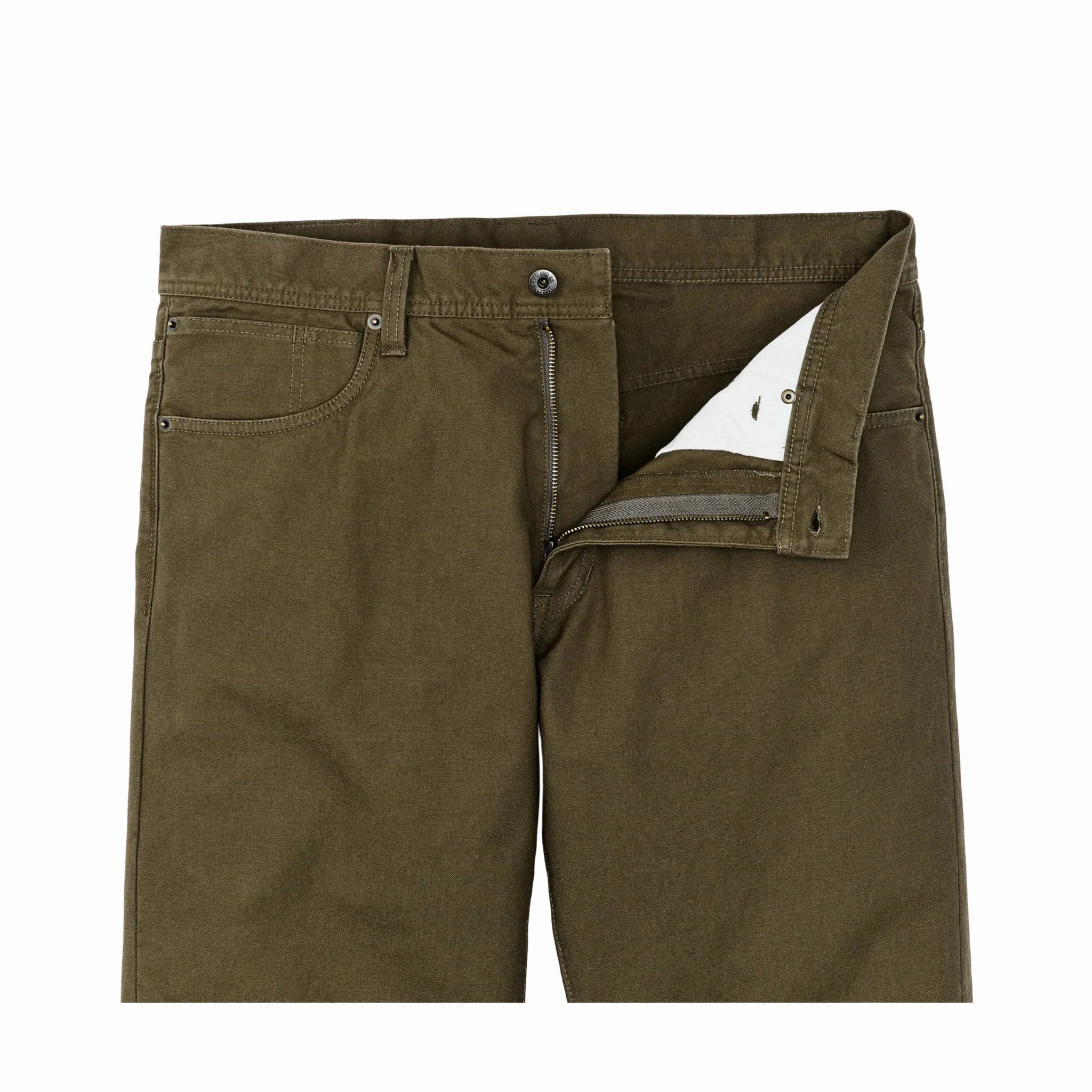 Filson Men's Dry Tin Cloth 5 Pocket Pant - Marsh Olive Breathable Stretch Wear Durable Stitching