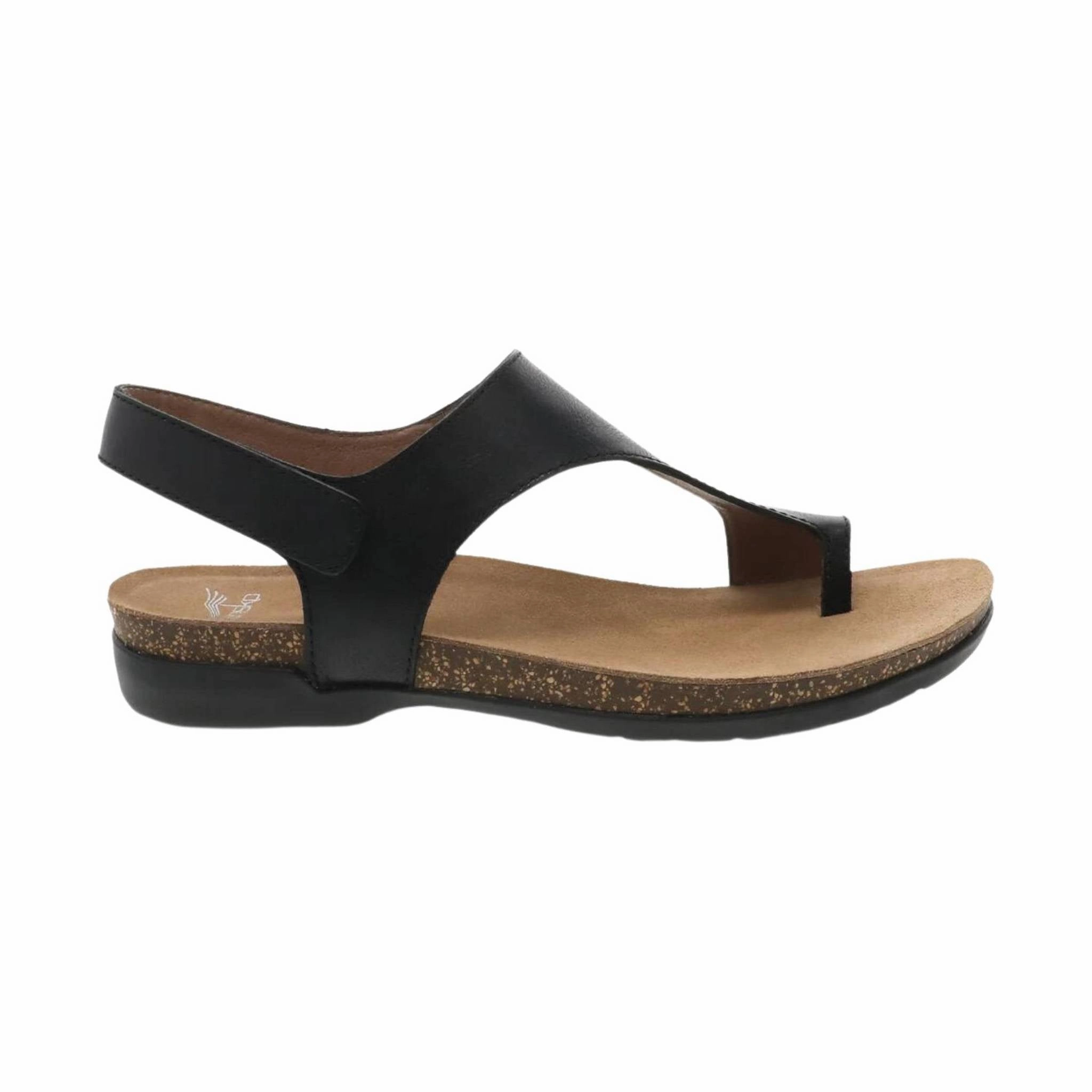 Dansko Women's Reece Sandals - Black Waxy Burnished Outing Fit
