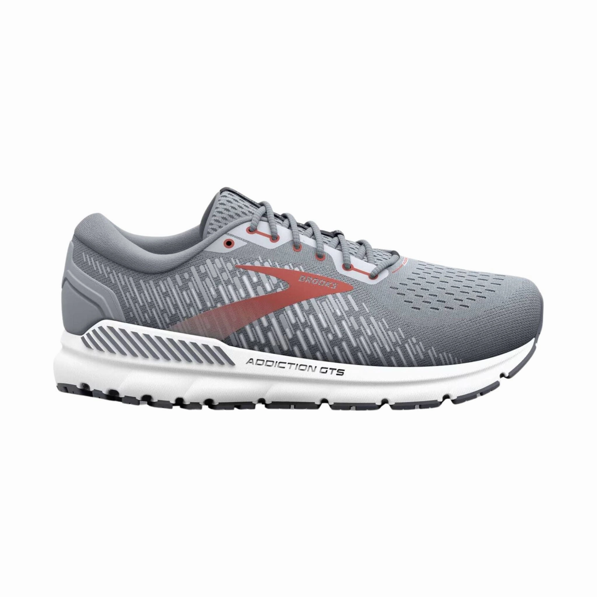 Brooks Men's Addiction GTS 15 Running Shoes - Grey/Ebony/Chili Oil Flex Step Quick Form