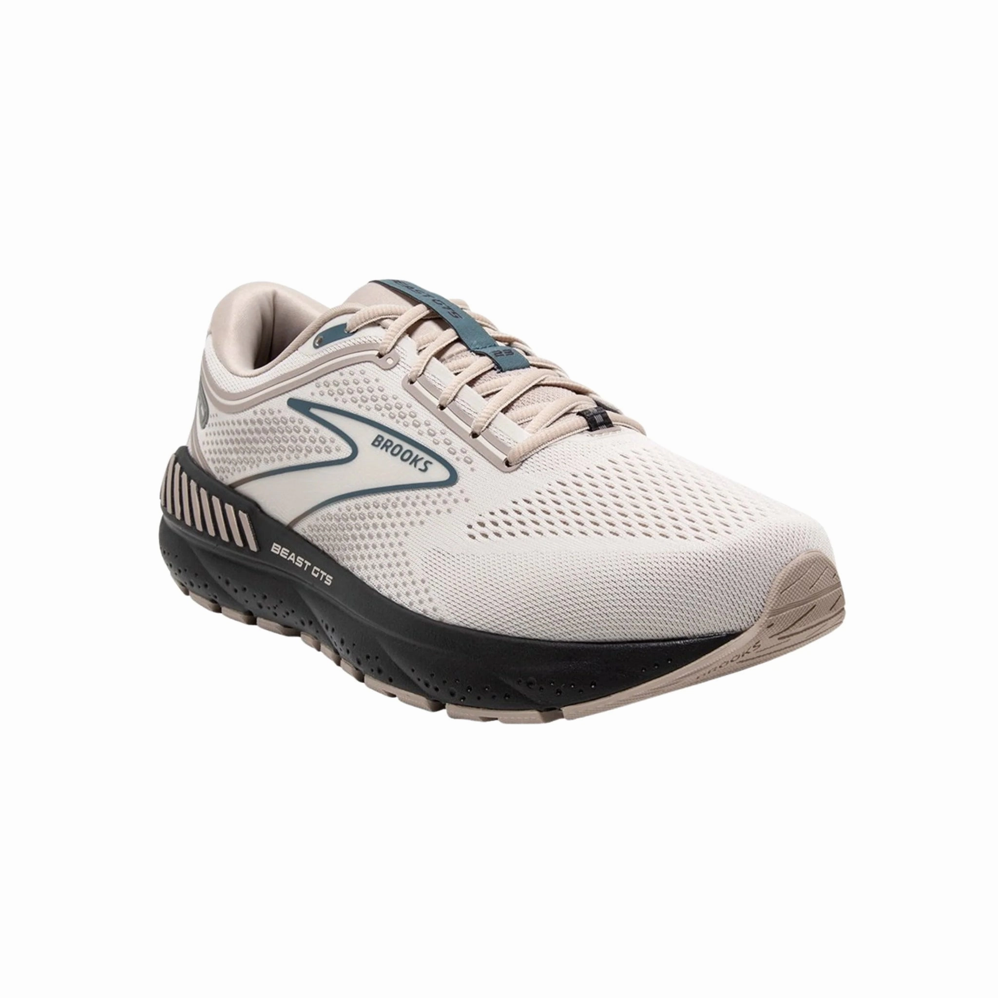 Brooks Men's Beast GTS 23 Road Running Shoes - Chateau Grey/White Sand/Blue Hyper Elastic Platform Recycled Material Build