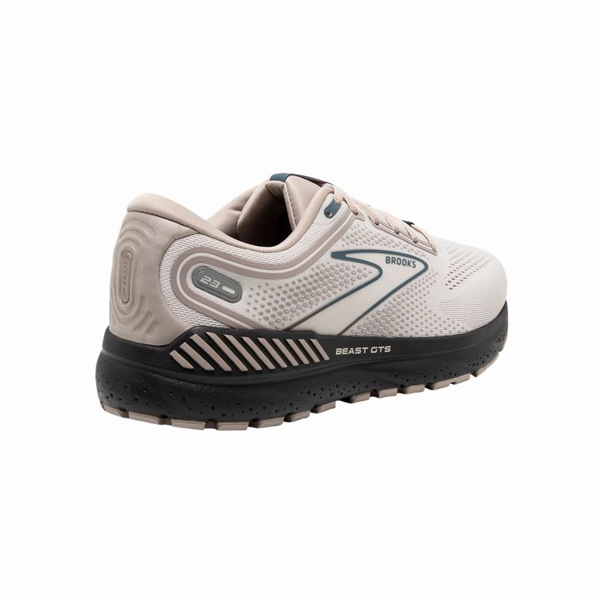 Brooks Men's Beast GTS 23 Road Running Shoes - Chateau Grey/White Sand/Blue Flexible Toe Box
