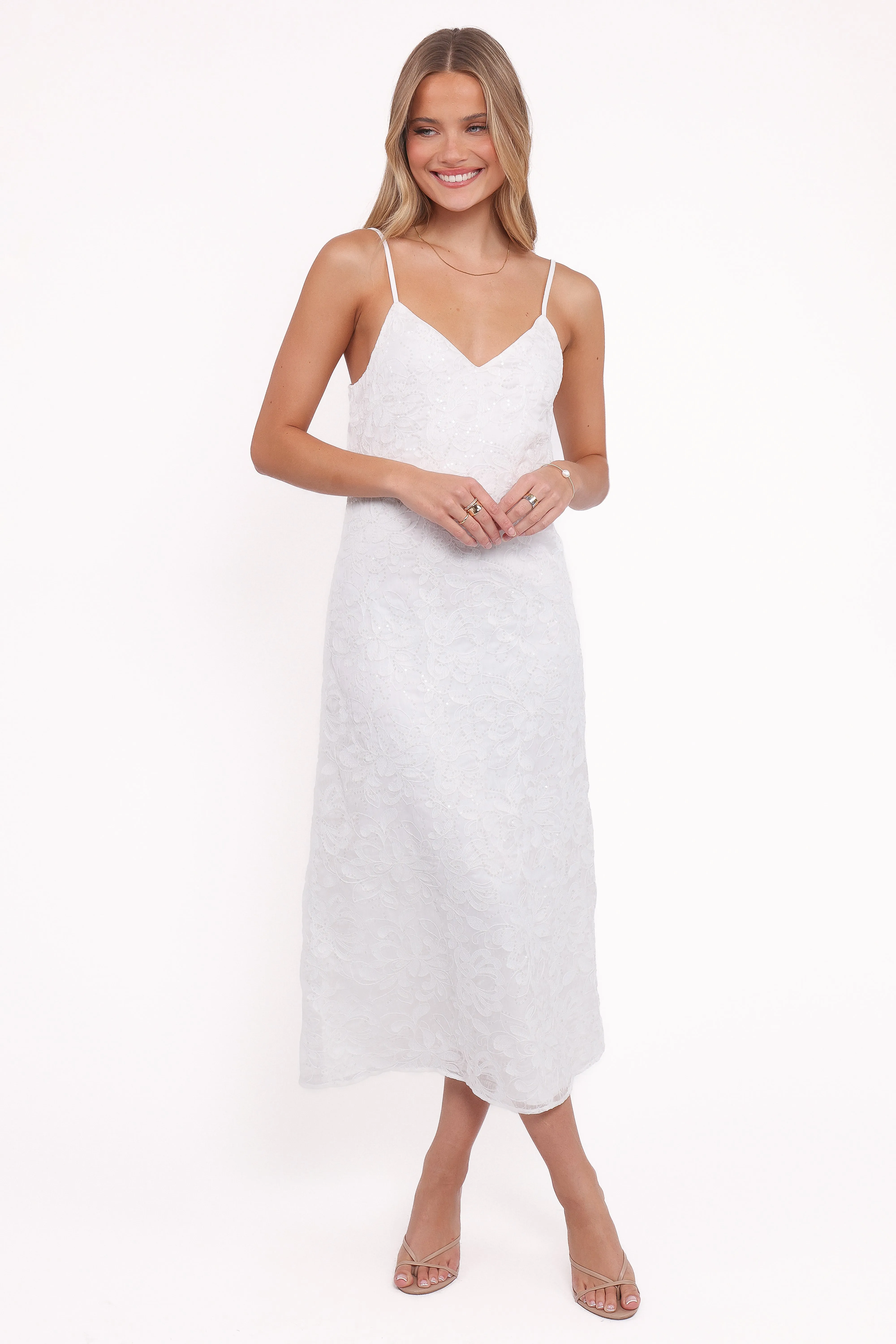 Subtle pattern Fit Easy Saoirse Maxi Dress - White