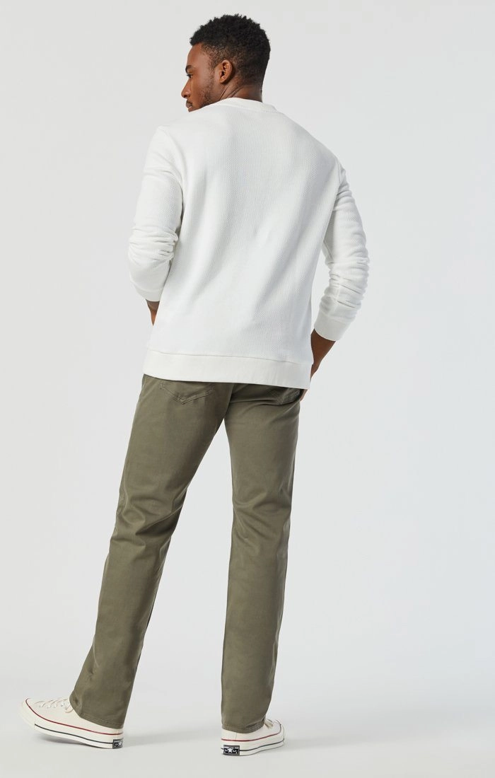smooth zipper Mid-rise fit ZACH STRAIGHT LEG IN DUSTY OLIVE TWILL