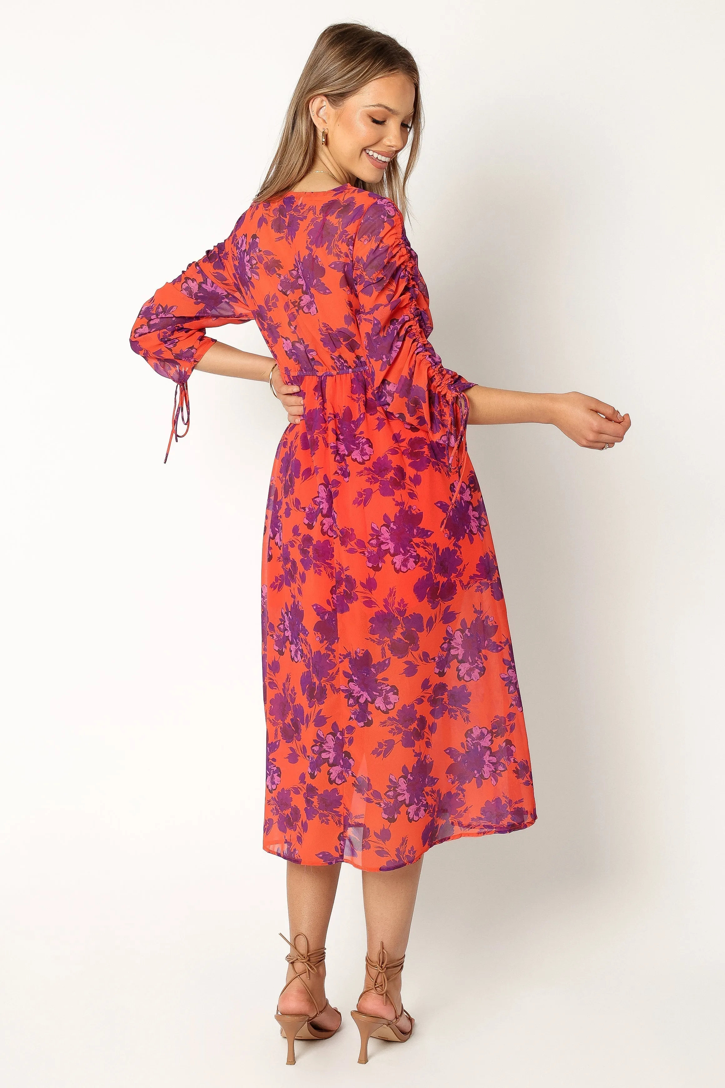 Sophisticated Vibe Low Key Hallie Midi Floral Dress - Red Wine