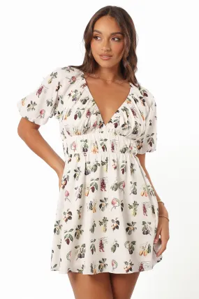 Relaxed Waistband Tasteful Detail Leanna Mini Dress - Floral