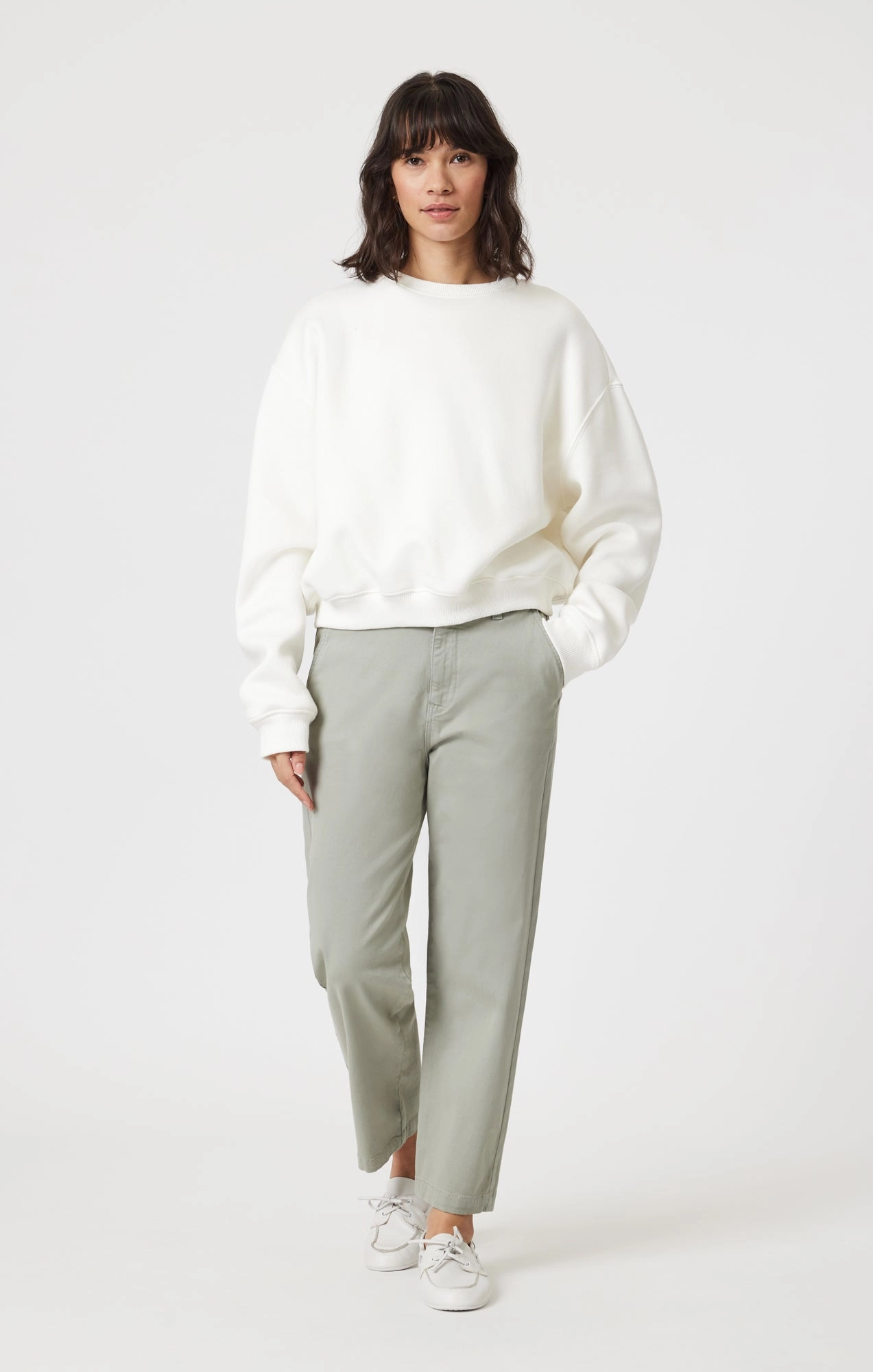 High Waist Stretch Stylish Cut LAUREN STRAIGHT CHINO IN LINT CASUAL TWILL