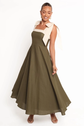 Dress-Up Style Olinda Midi Dress - Olive