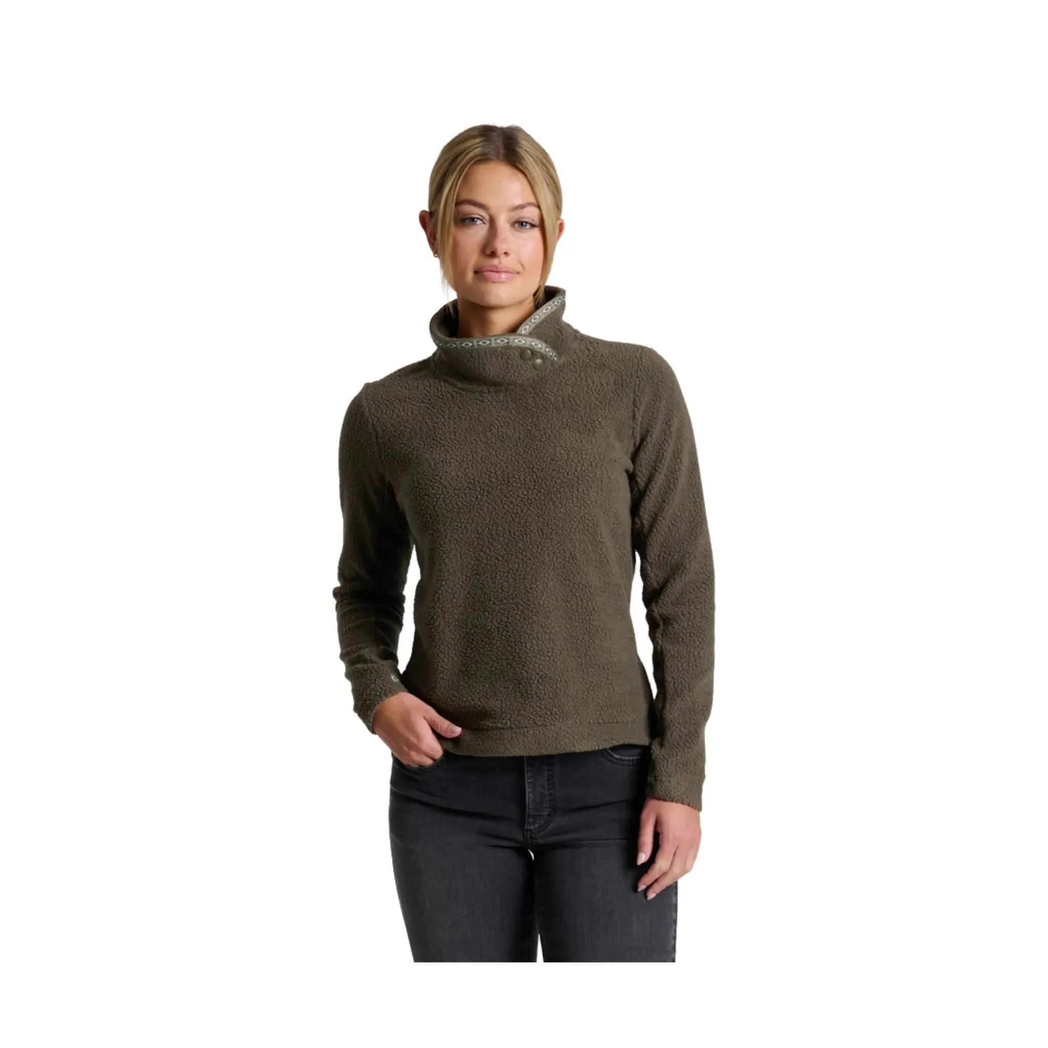 Breathable Material Trendy Outerwear Kuhl Women's Hygge Snap Pullover - Vine
