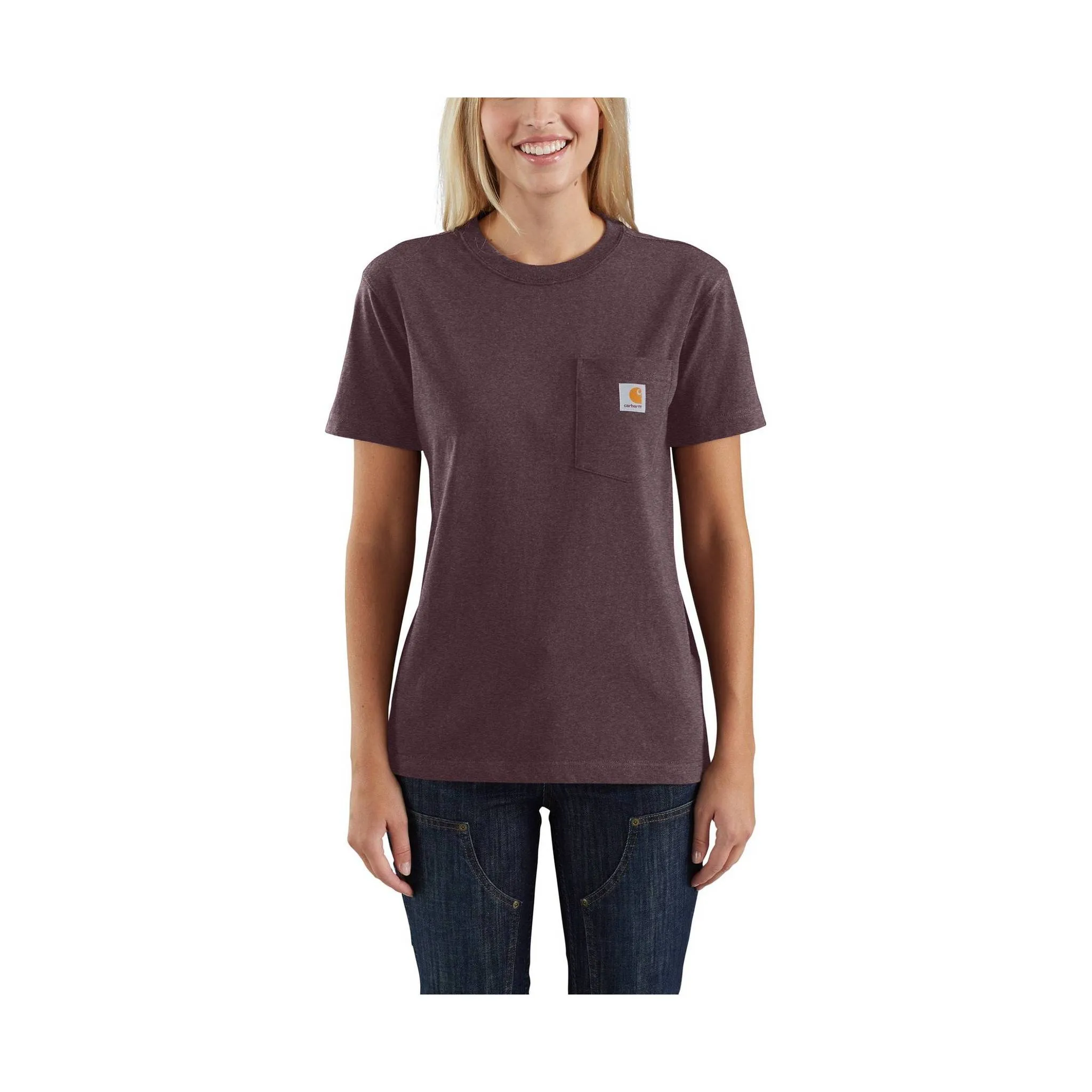 Carhartt Women's Loose Fit Heavyweight Short-Sleeve Pocket T-Shirt - Blackberry Heather Breathable3DKnit