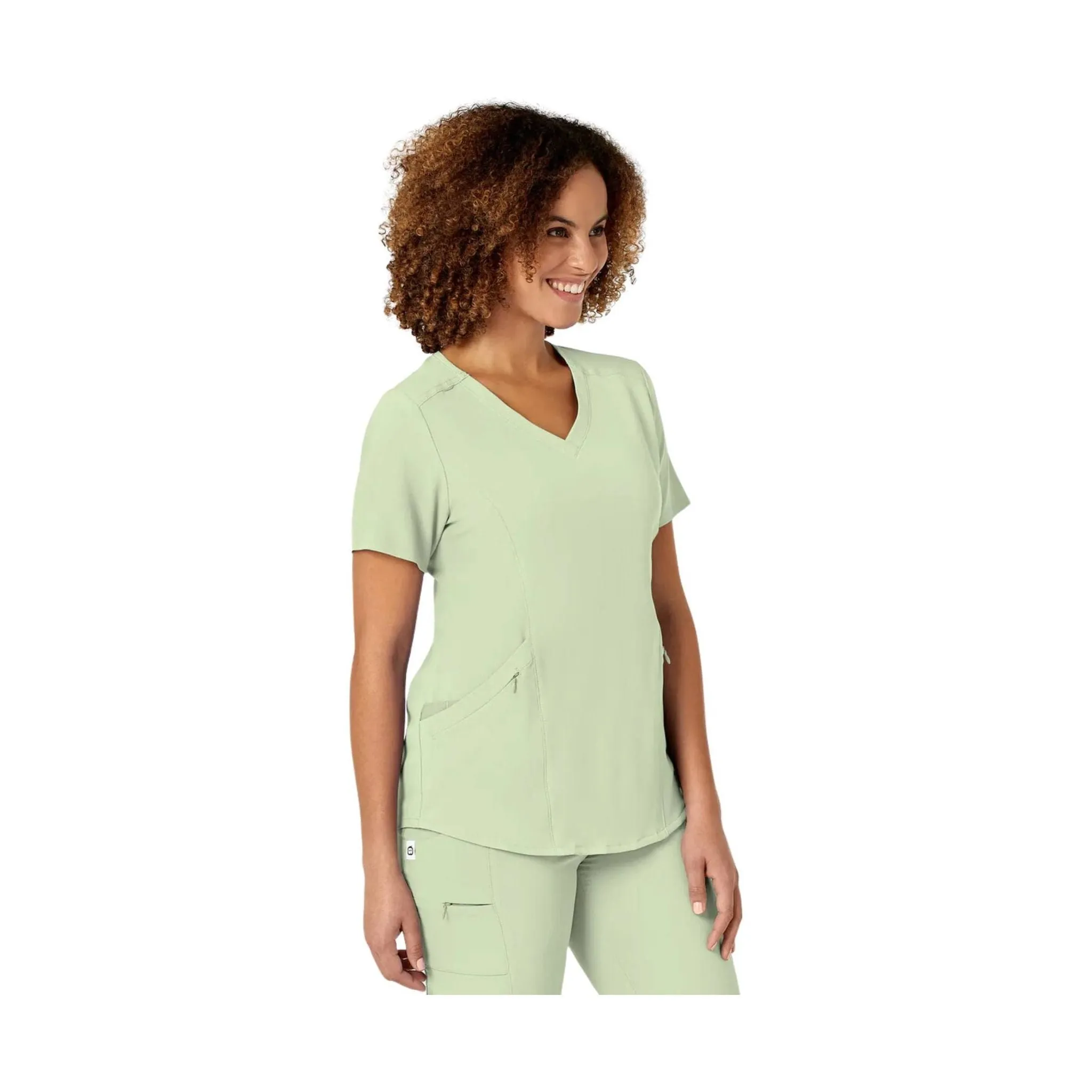 Wink Women's Renew V Neck Scrub Top - Fresh Mint Low Profile Stitching Soft Touch Fabric