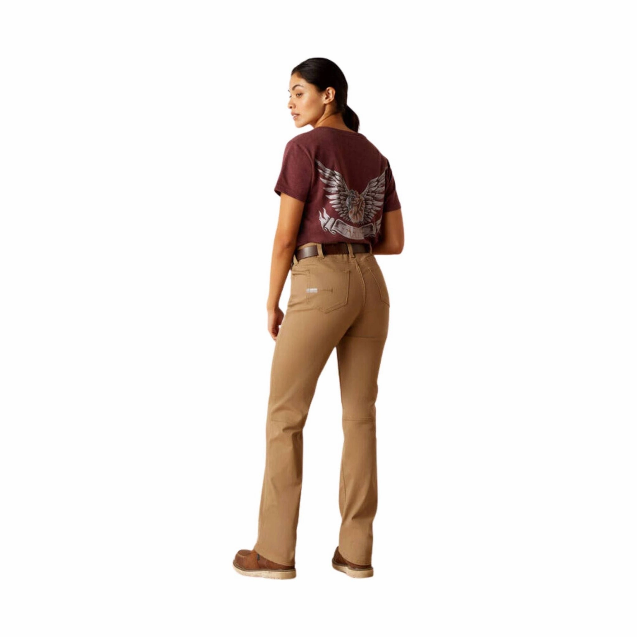Ariat Women's Rebar PR Made Tough Straight Pant - Field Khaki Air Flow Comfy Design