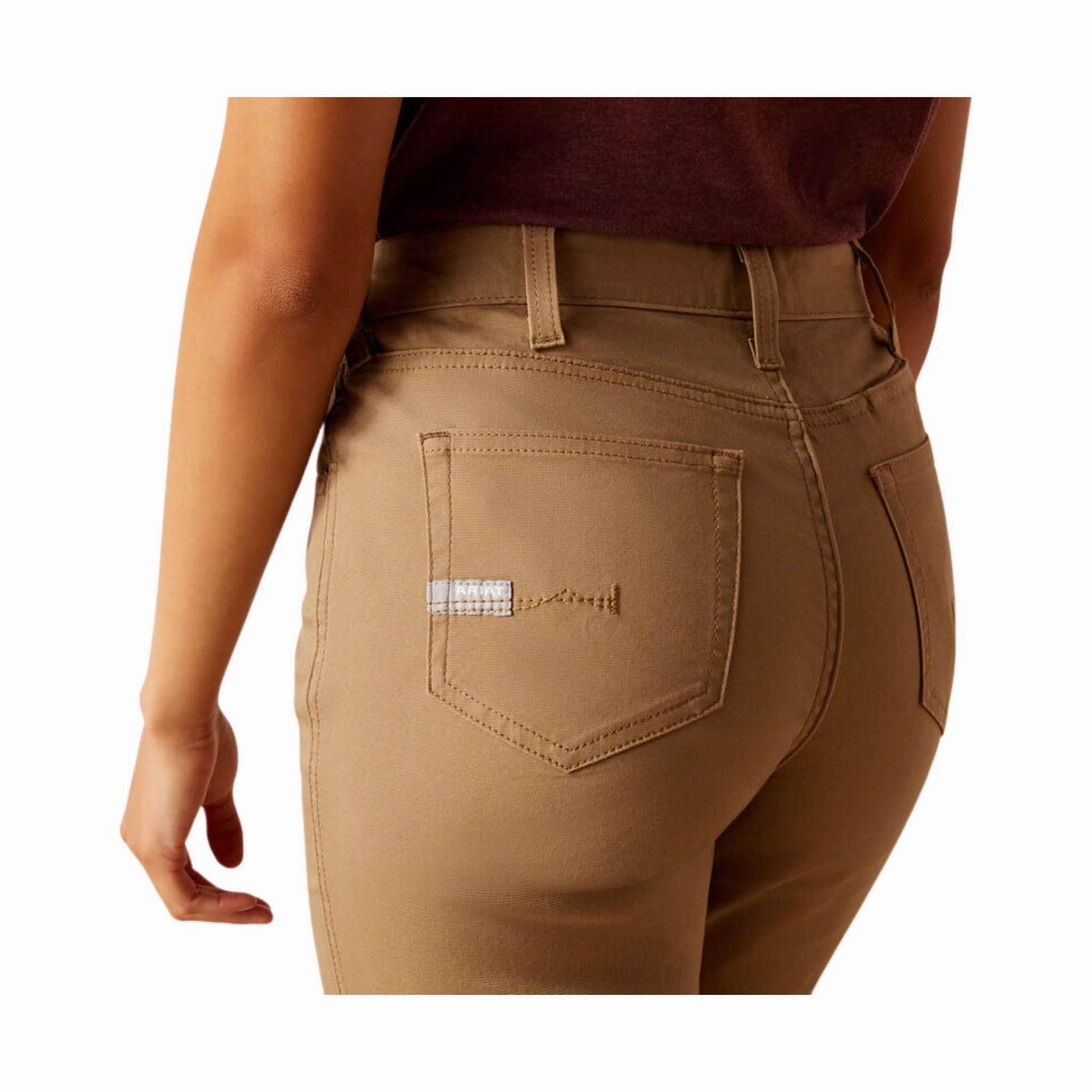 Stable Shape Ariat Women's Rebar PR Made Tough Straight Pant - Field Khaki