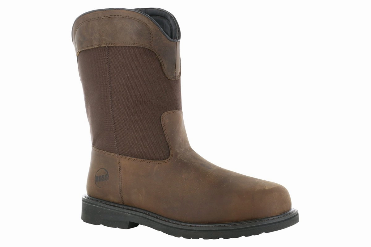 Durable Shell Rainy Day Commuter Traction Lug Pattern Hoss Buck Wellington Steel Toe Boot