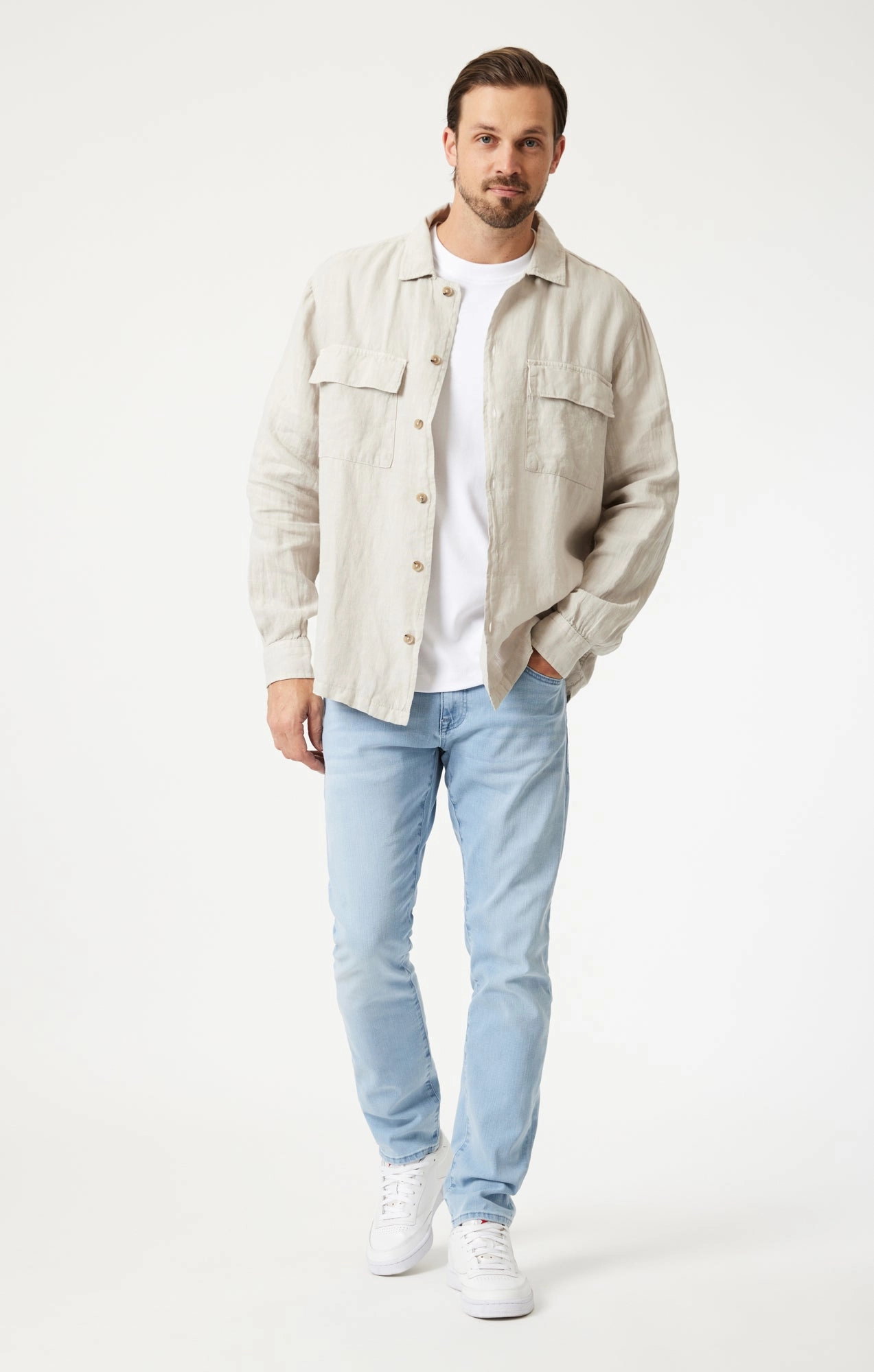 Selvedge Detailing JAKE SLIM LEG IN ICE BLUE WILLIAMSBURG