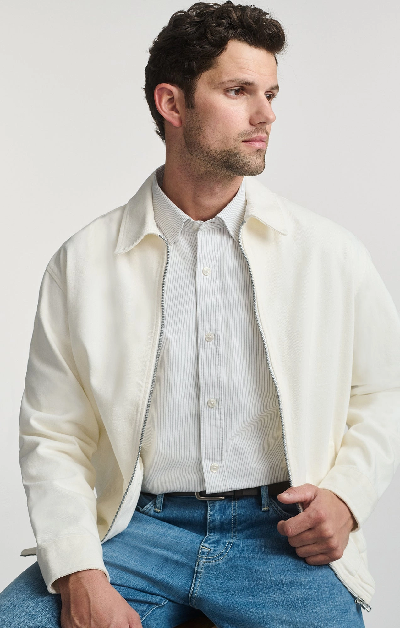 Urban Outdoor Look FULL ZIP JACKET IN ANTIQUE WHITE