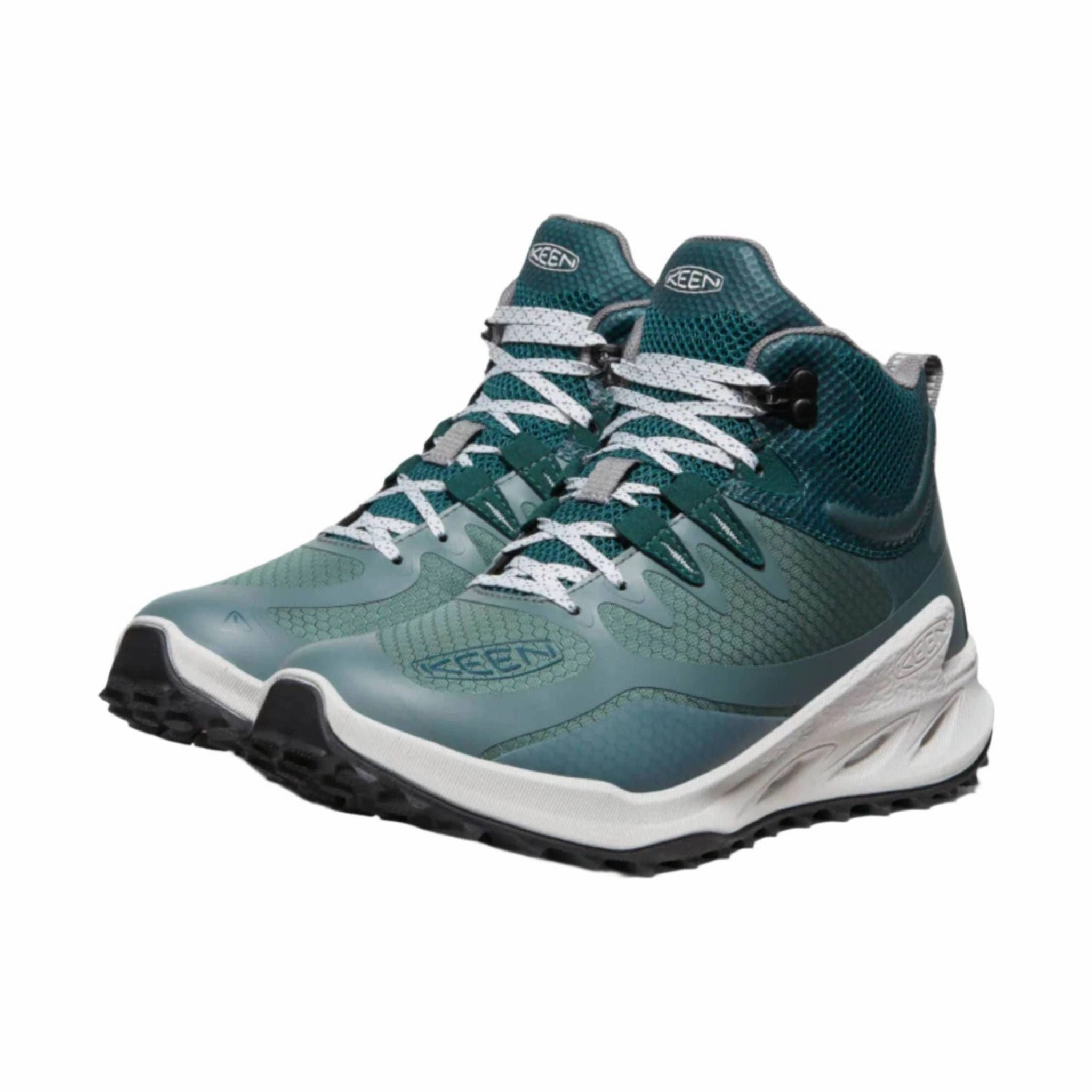 Running Thick Grip KEEN Women's Zionic Waterproof Hiking Boots - Dark Forest/Sea Moss