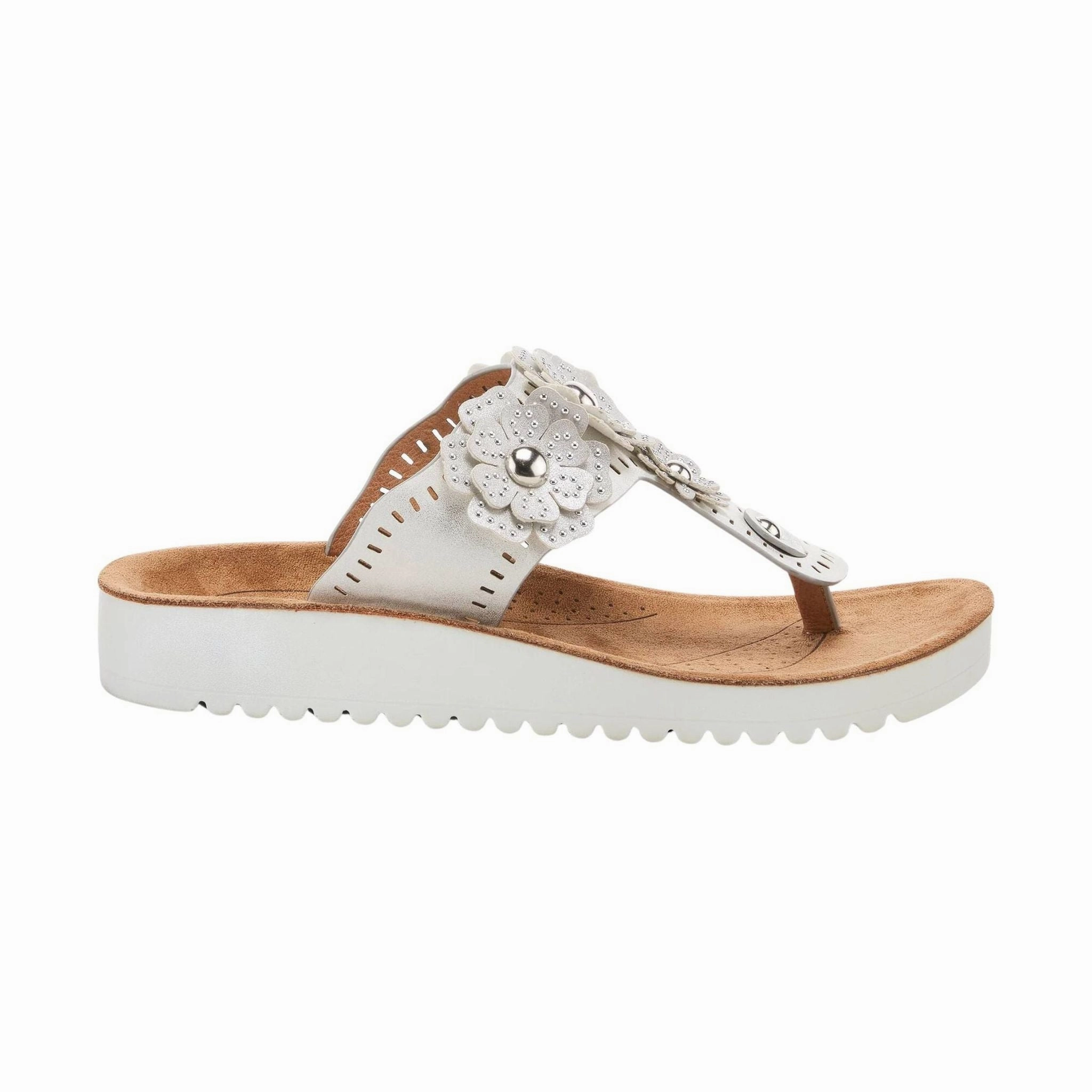 Air Circulation Flexus Women's Bayview Thong Sandals - Silver/White