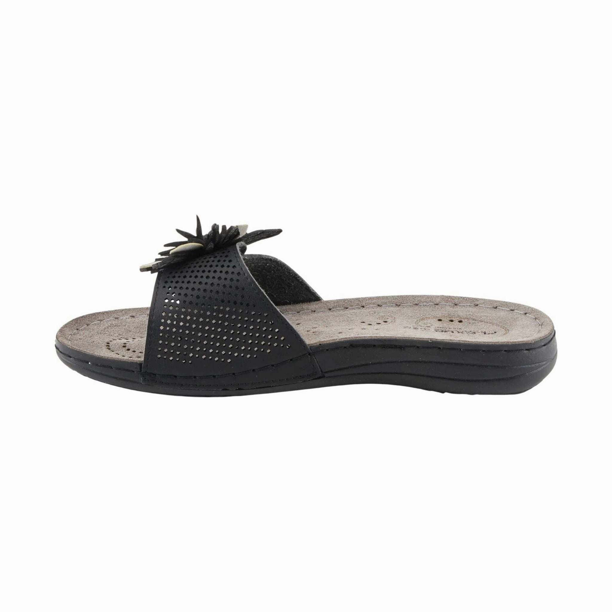 Hypoallergenic Inner Lining Flexus Women's Flowerstars Sandals - Black