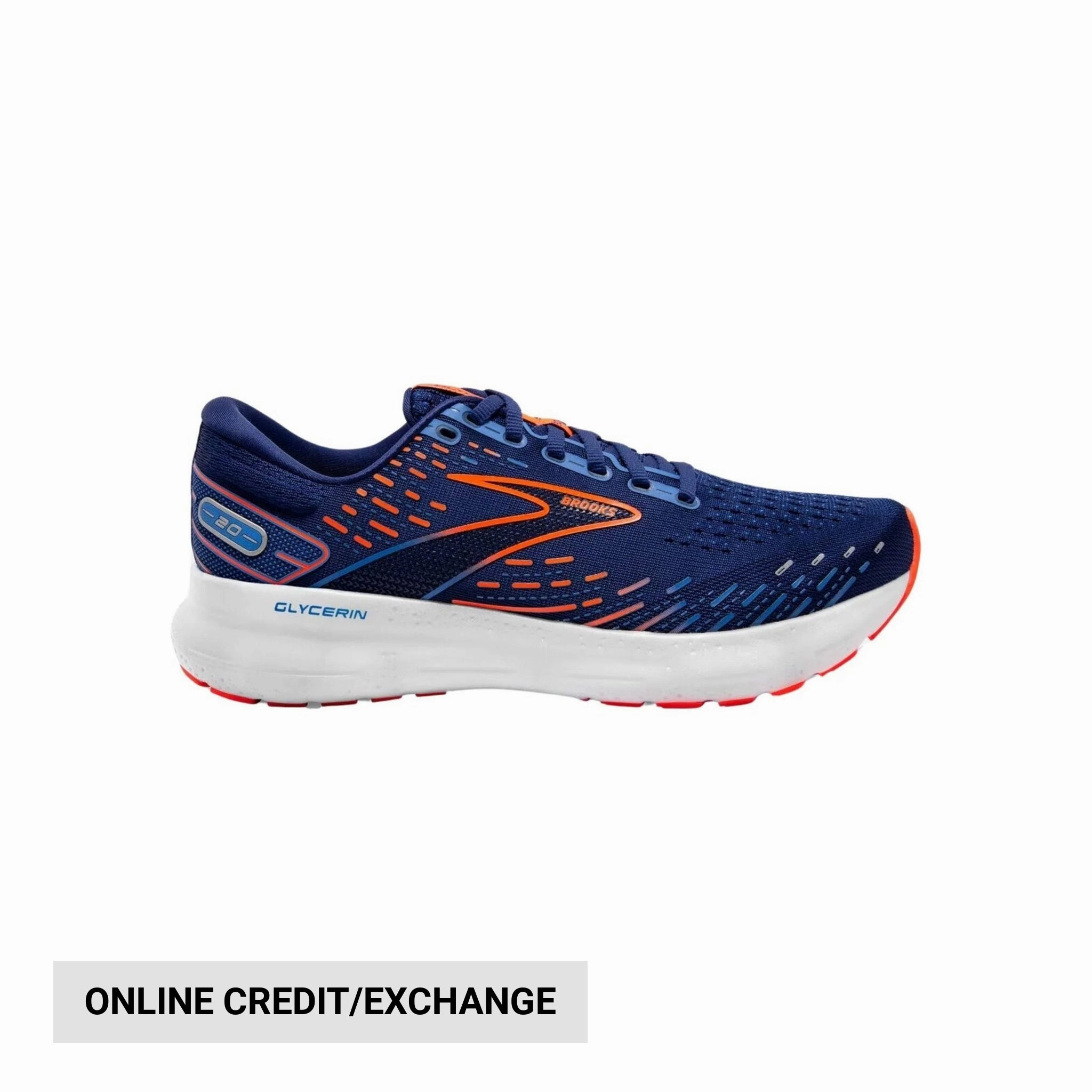Quick Outfits Impact Resistance Brooks Men's Glycerin 20 Road Running Shoes - Blue Depths/Palace Blue/Orange