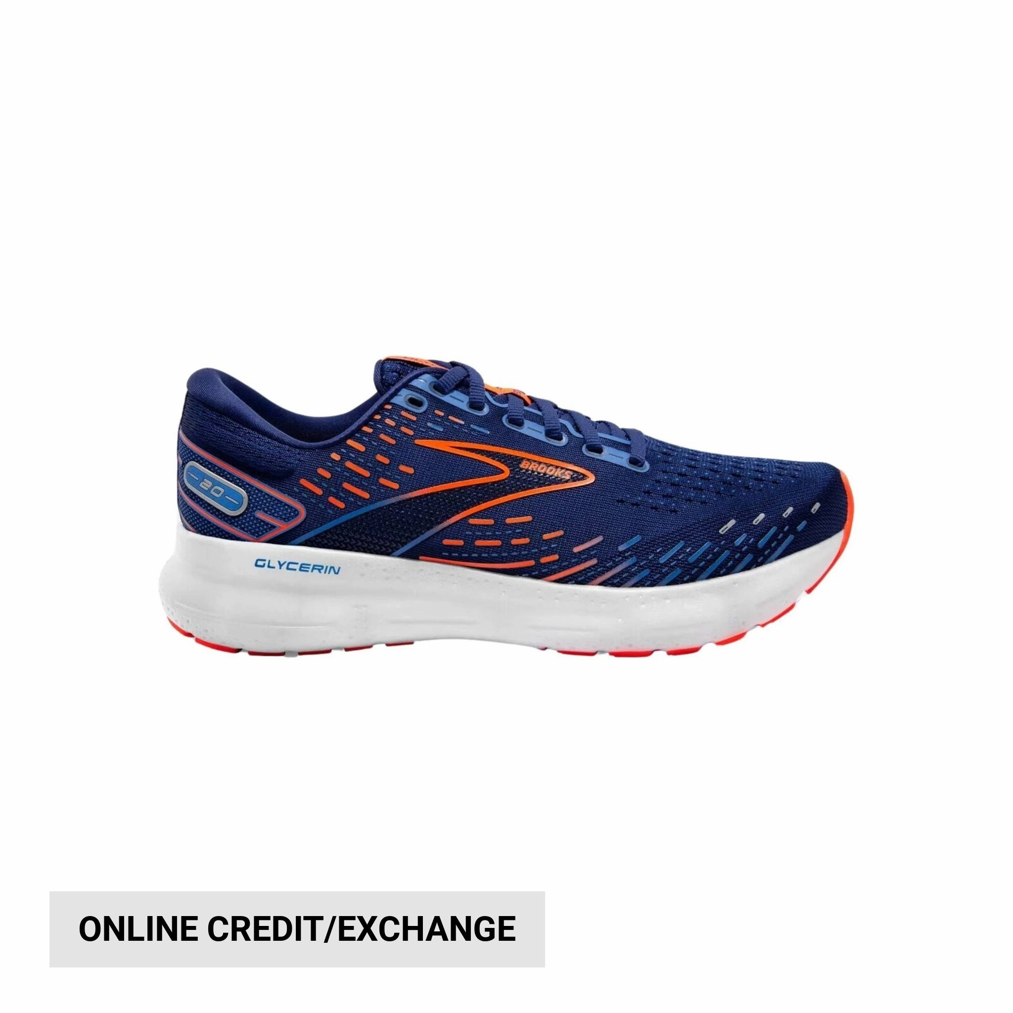 Brooks Men's Glycerin 20 Road Running Shoes - Blue Depths/Palace Blue/Orange Quiet Ground Fresh Look