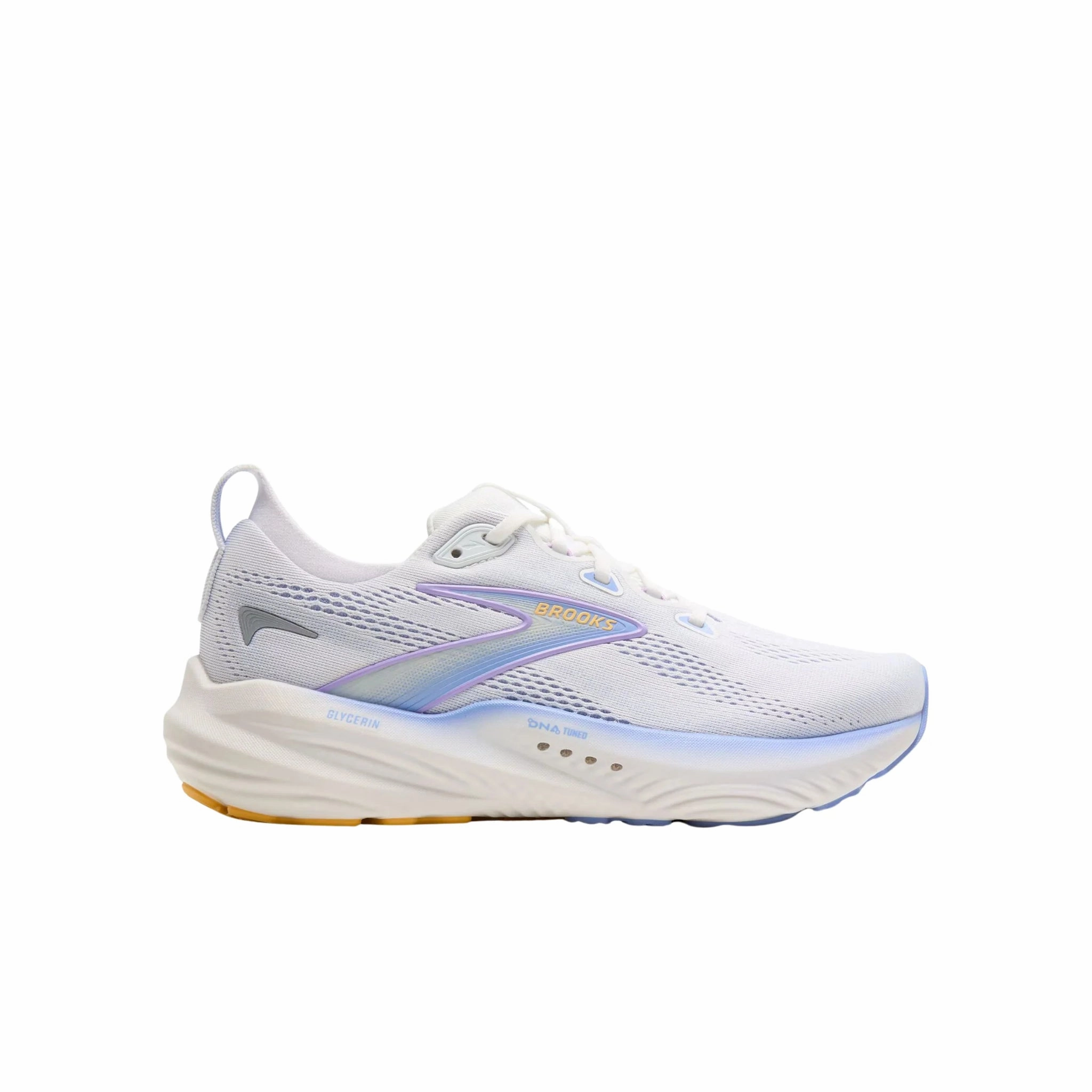 Noise Reducing Brooks Women's Glycerin 22 Road Running Shoes - White/Blue Heron/Apricot