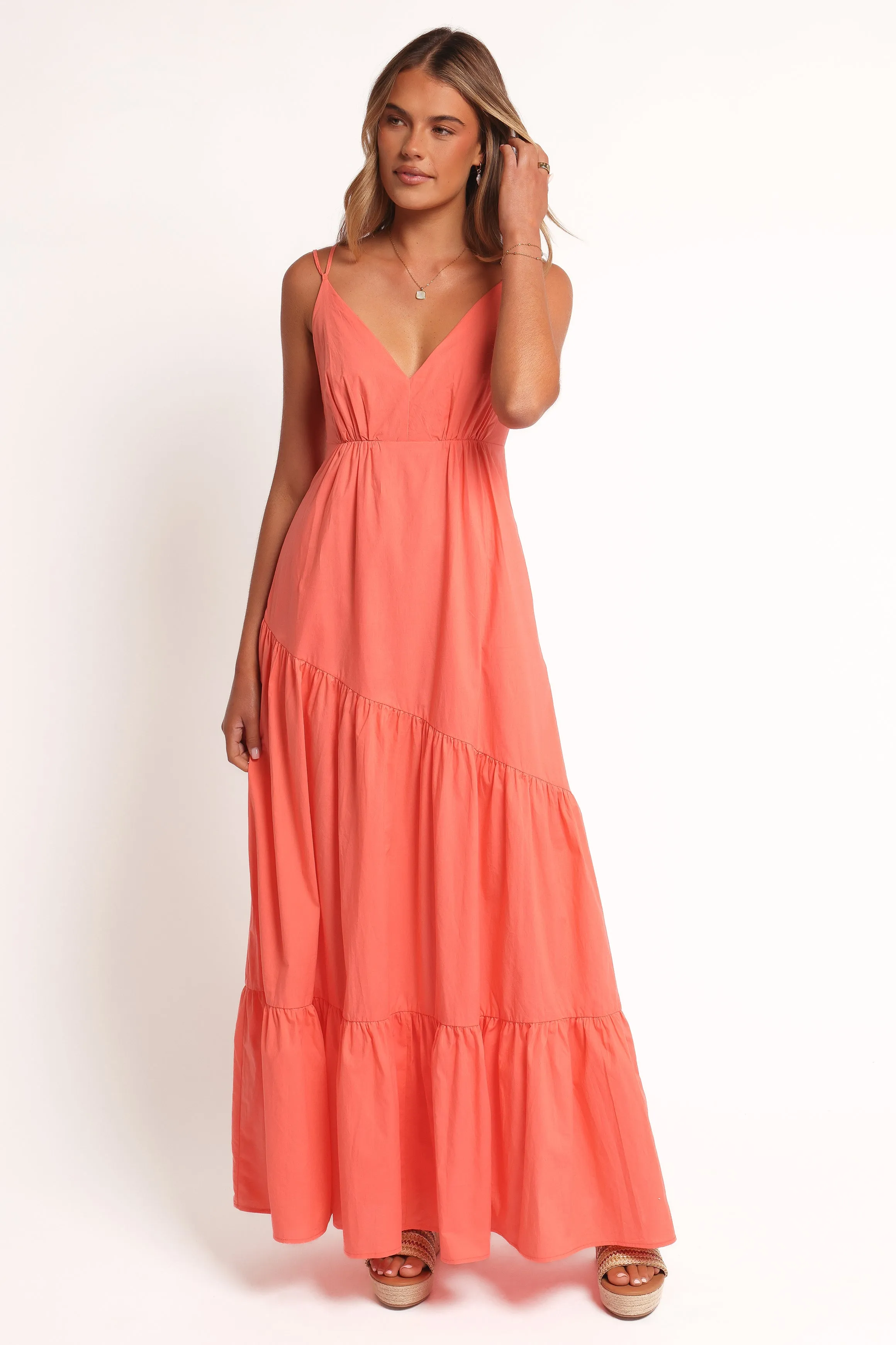 Refined touch Flowy-Shape Forbes Maxi Dress - Coral