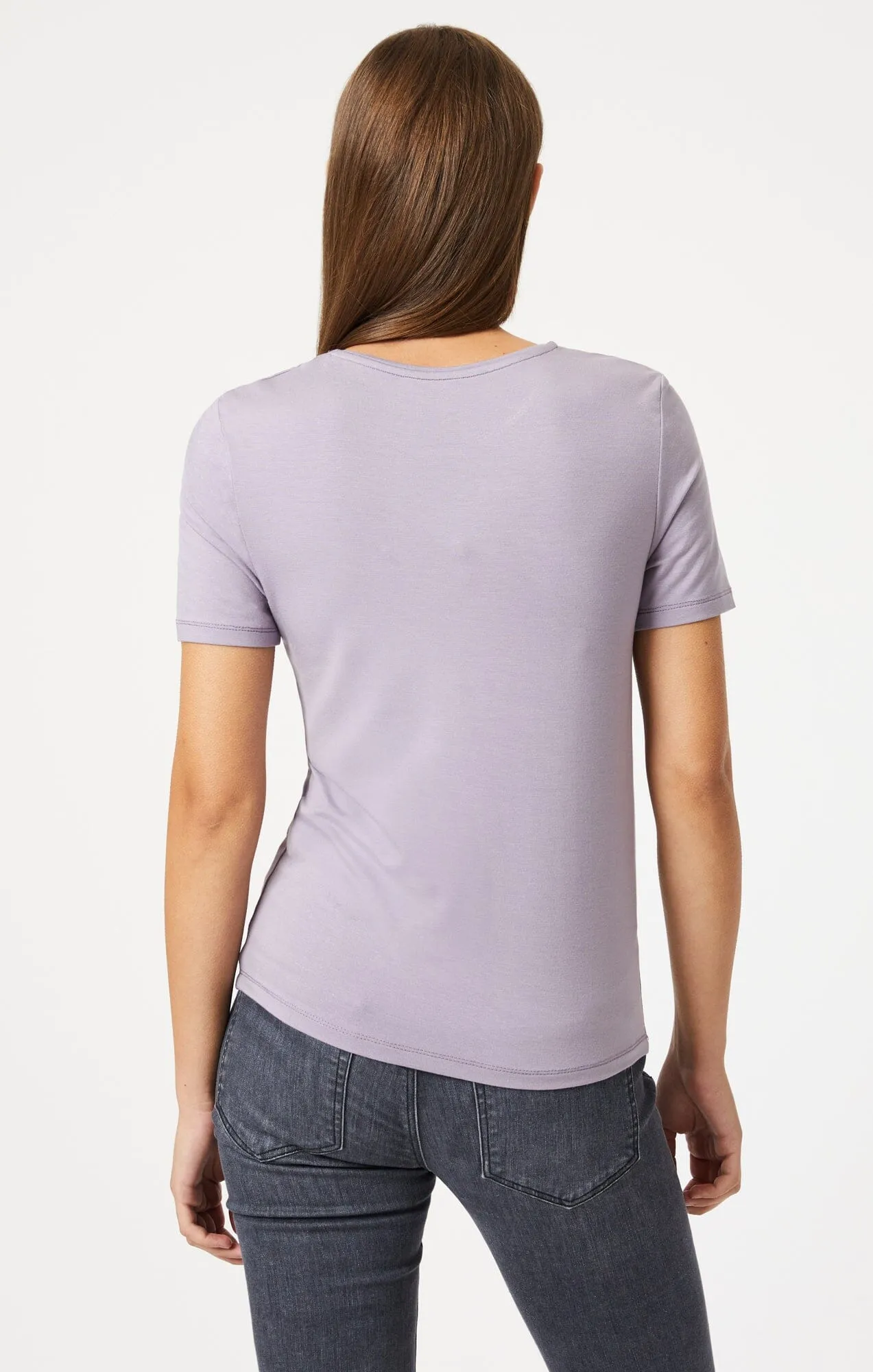 Perfect For Relaxing LUXE CREW NECK T-SHIRT IN LAVENDER GRAY