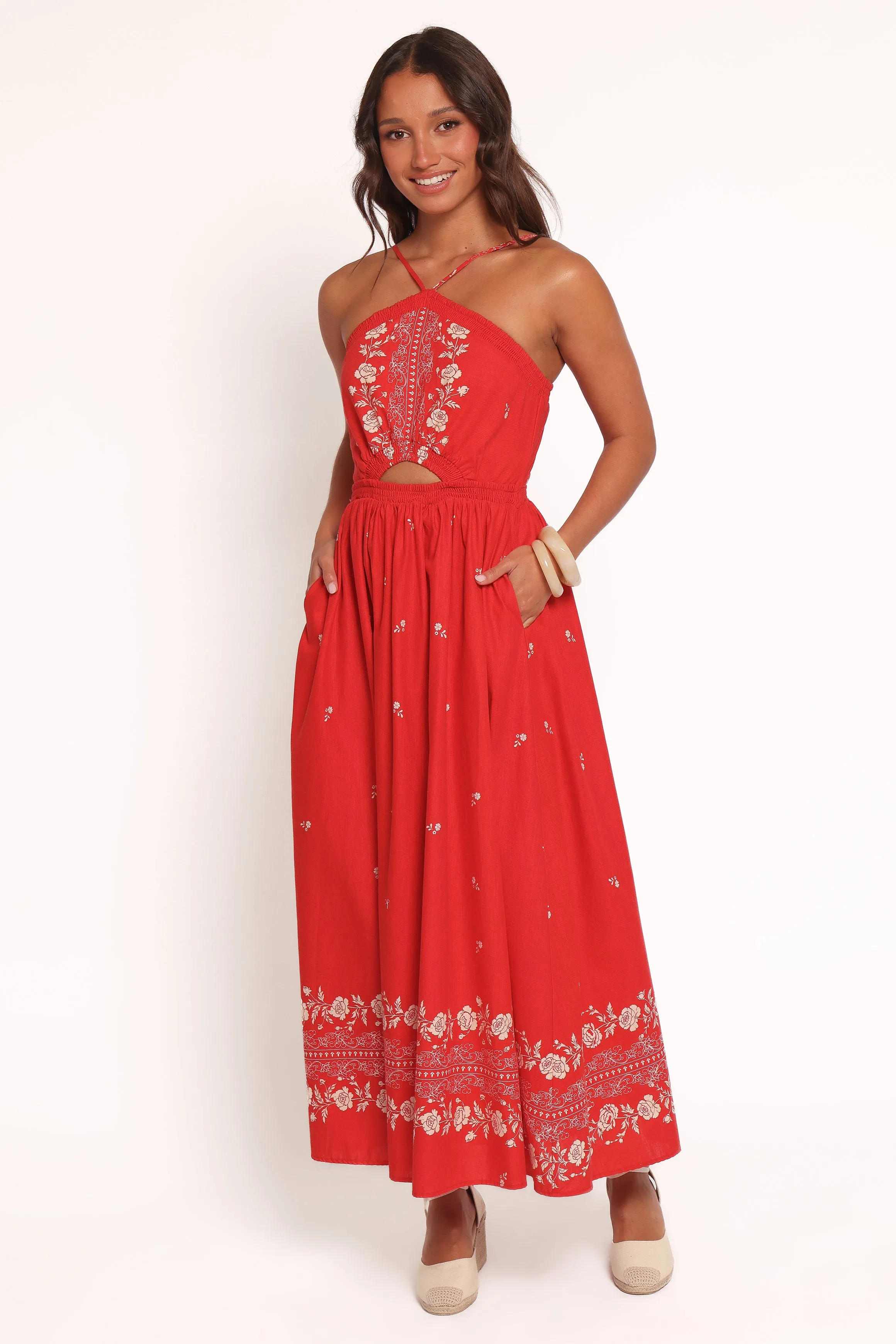 Relaxed Waistband Madi Maxi Dress - Red Floral Bandana