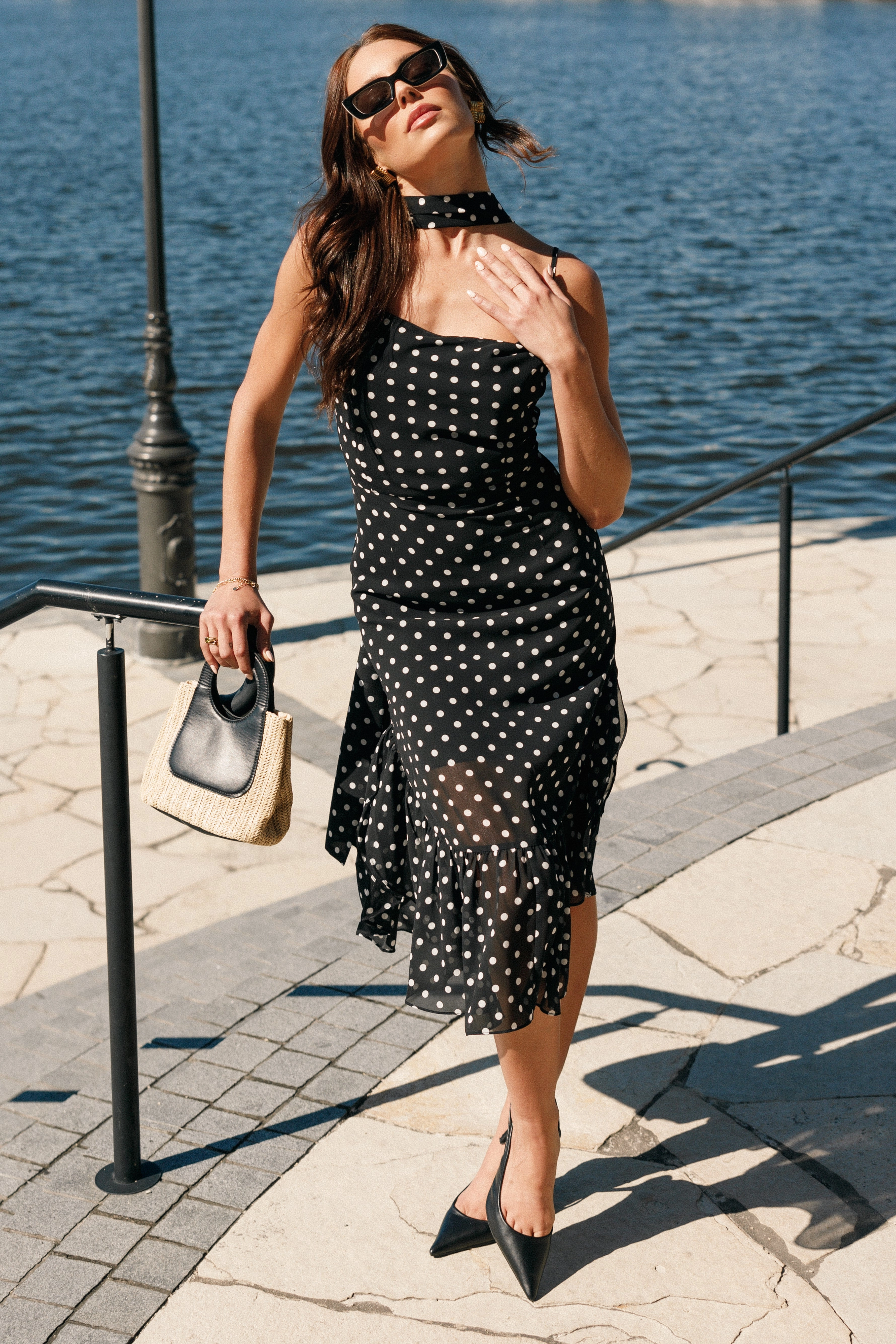 Smooth Mood Francesca Midi Dress - Black Polka Dot