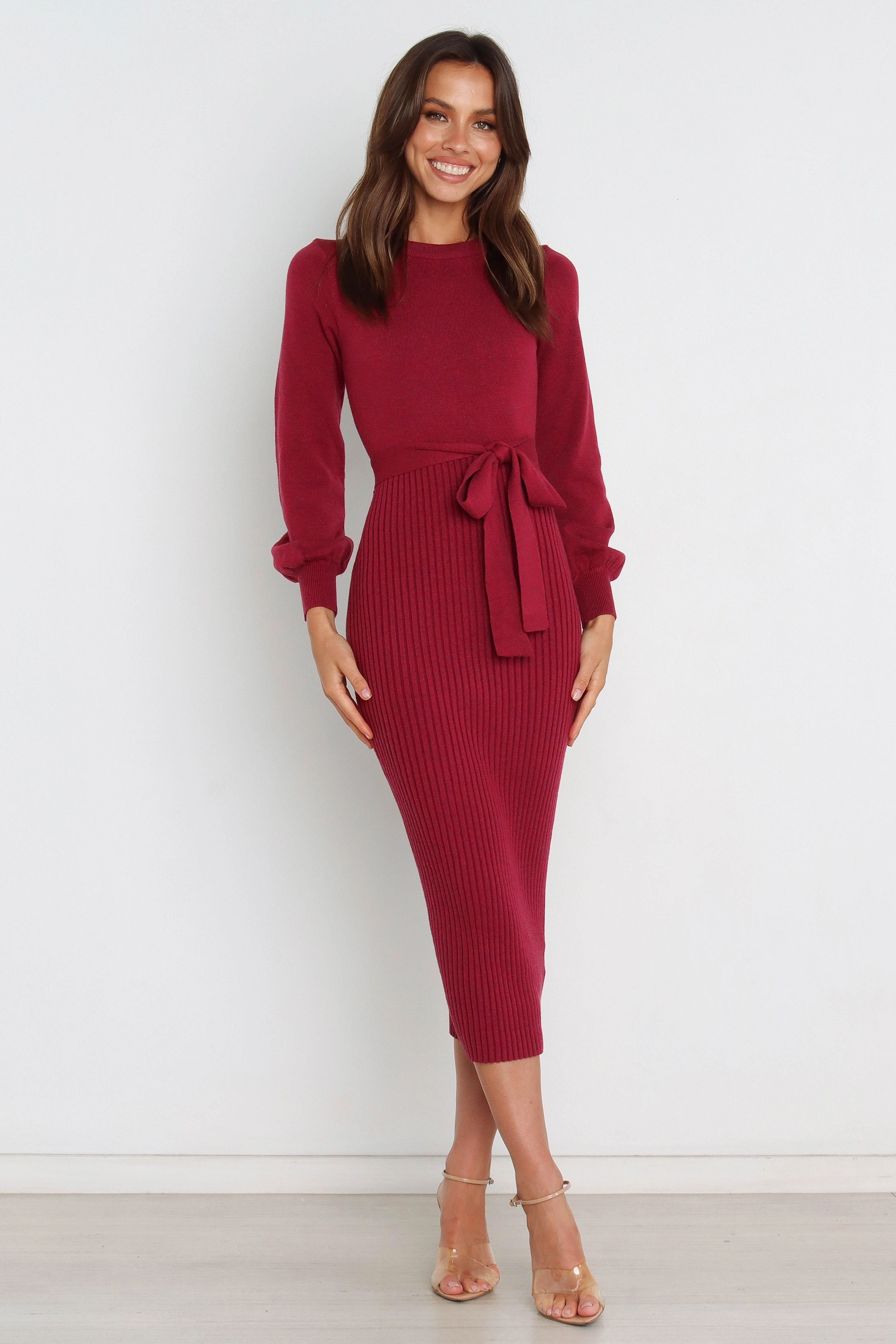 Helena Dress - Wine Work Flex Pleated-Skirt