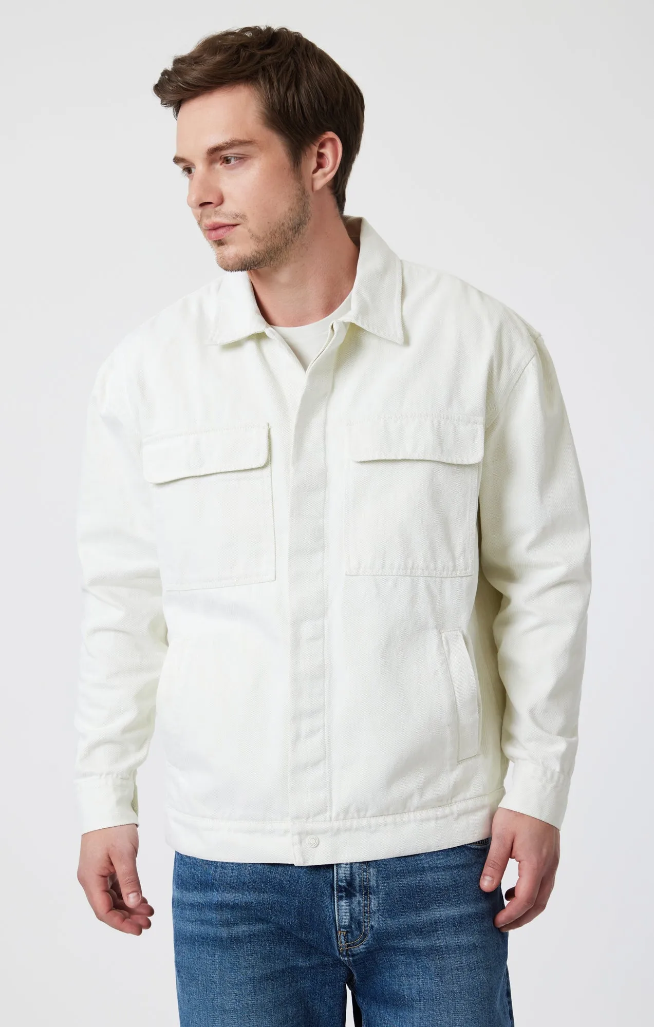 Perfect Layering DOUBLE POCKET OVERSHIRT IN ANTIQUE WHITE