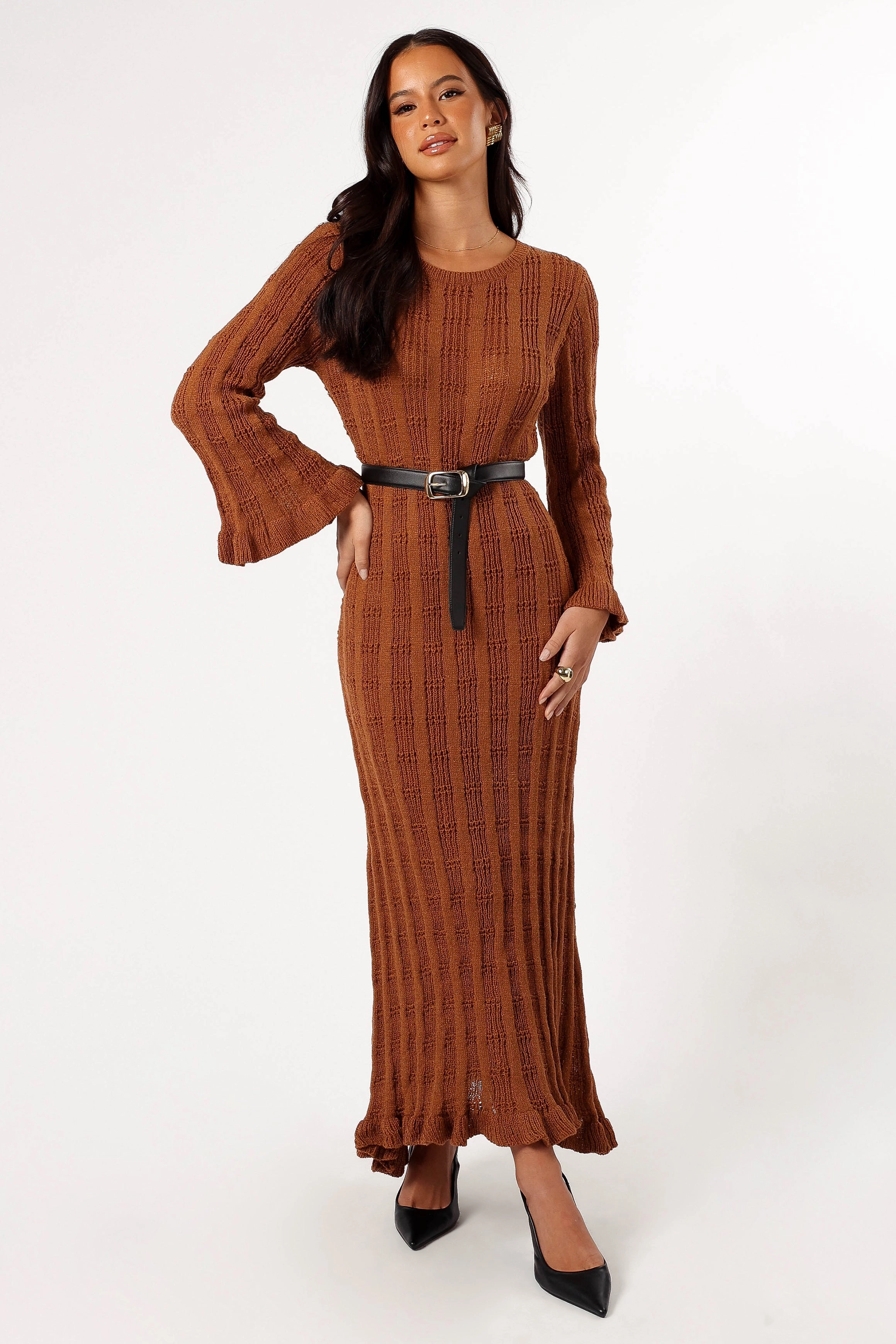 Clean Stitch Casual Comfort Colter Long Sleeve Maxi Dress - Bronze