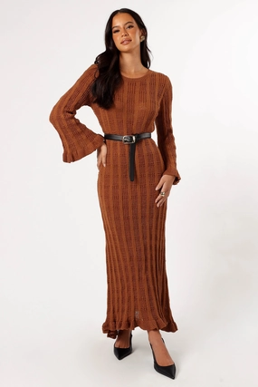 Clean Stitch Casual Comfort Colter Long Sleeve Maxi Dress - Bronze