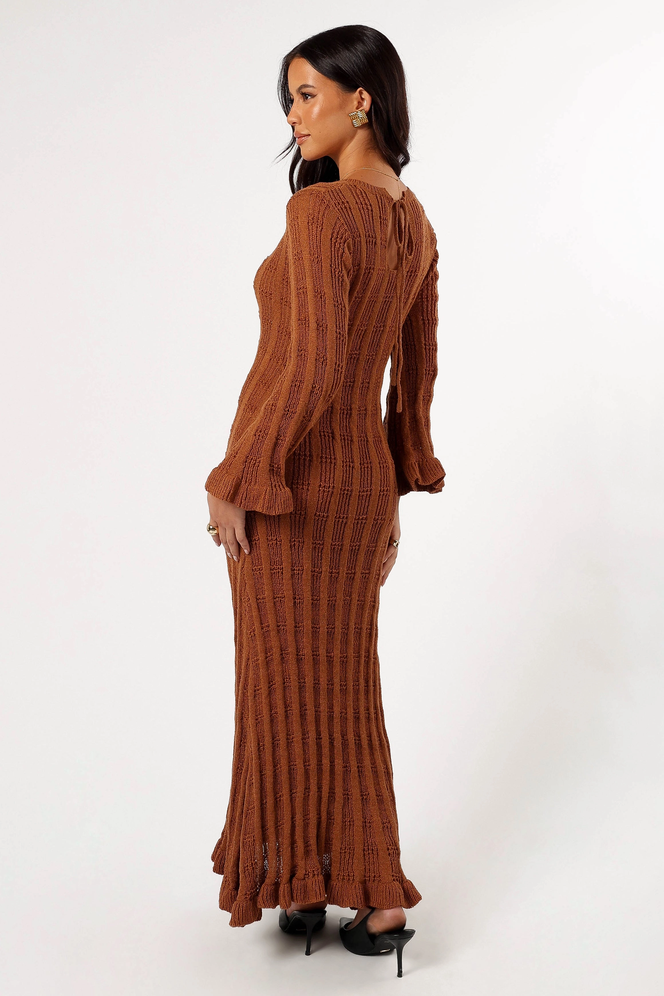 Colter Long Sleeve Maxi Dress - Bronze Leg-Lengthening