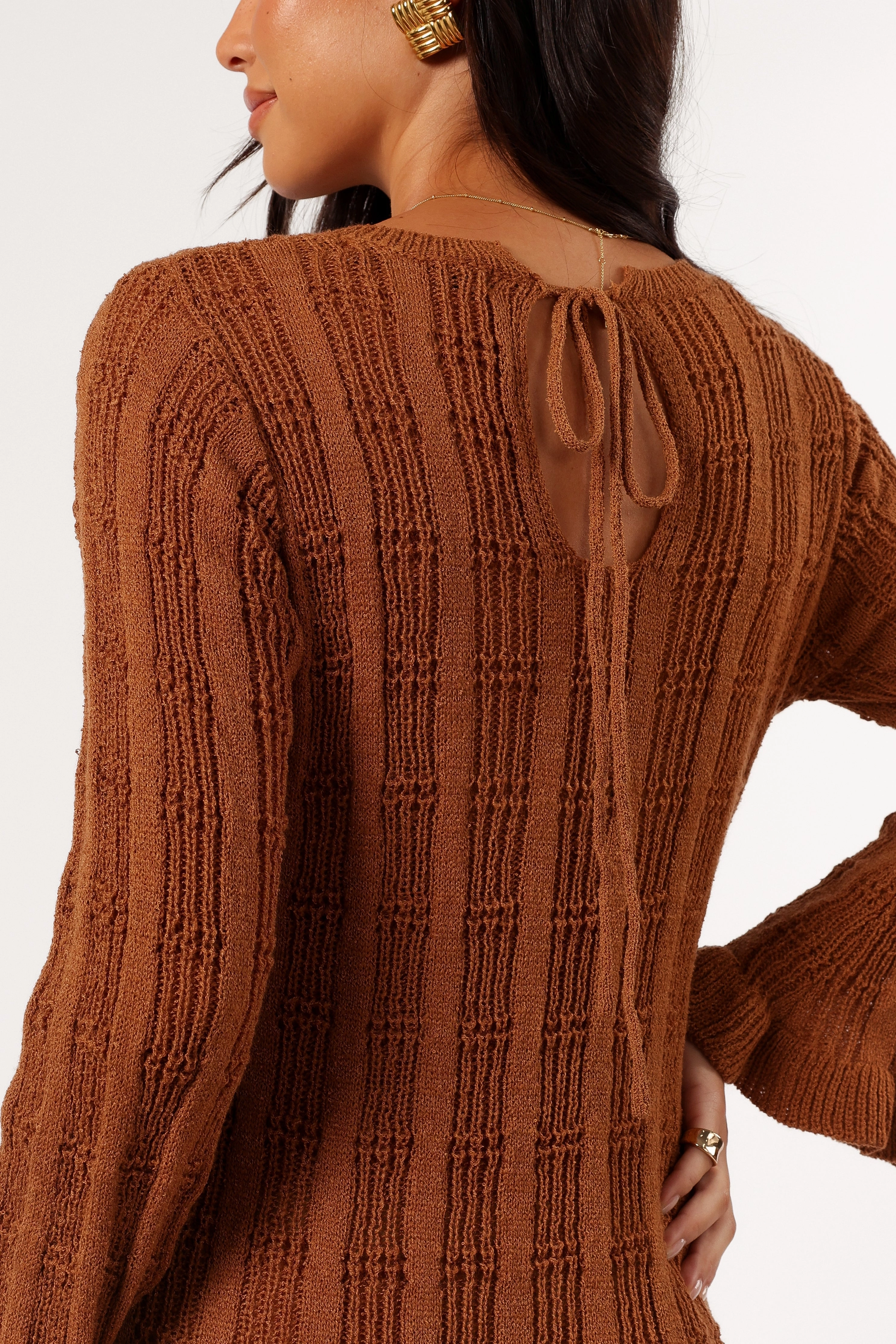 spring fresh Sophisticated Design Colter Long Sleeve Maxi Dress - Bronze