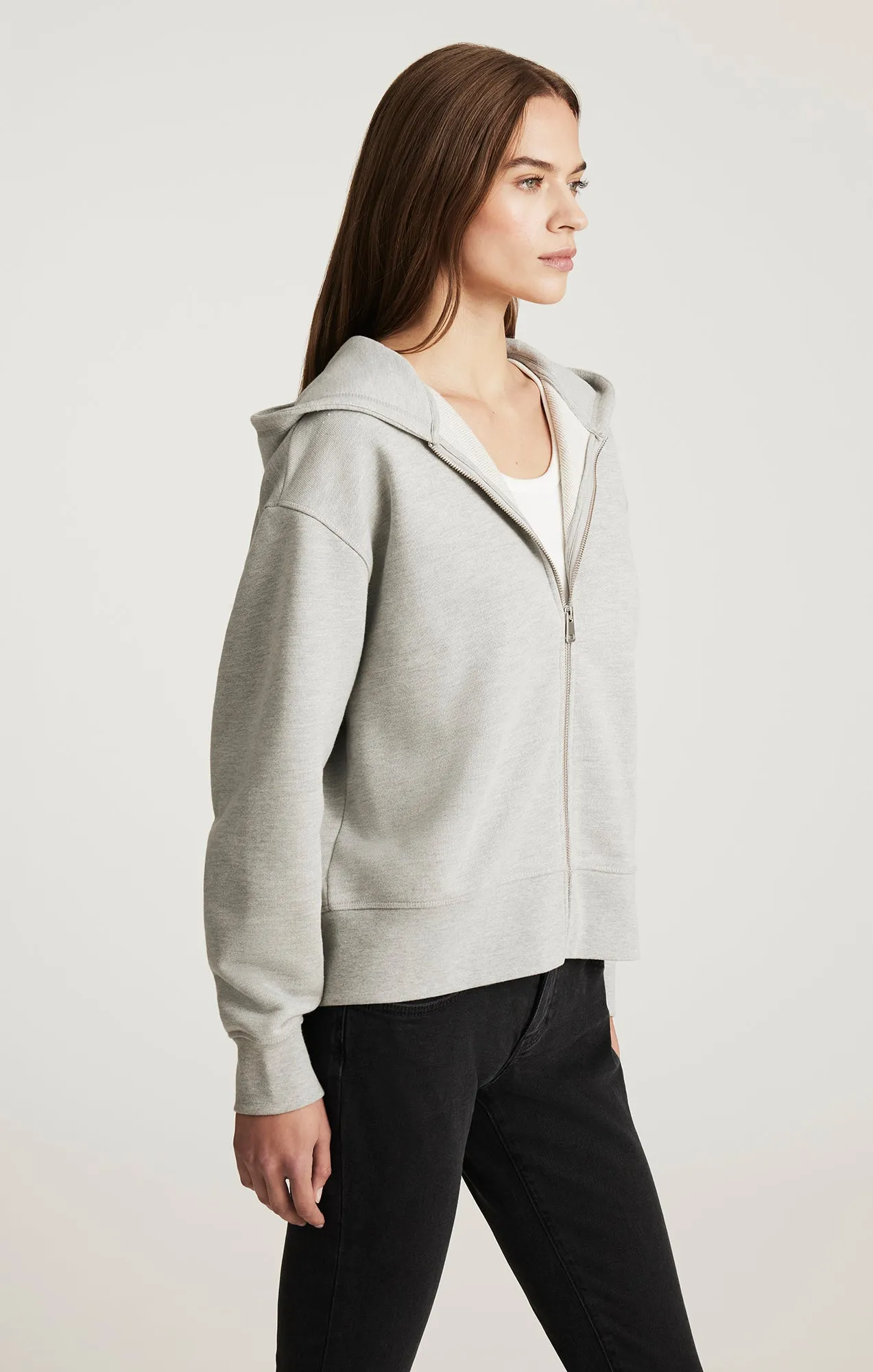 FULL ZIP HOODIE IN GREY MELANGE Timeless Active perfect for anniversaries