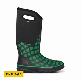 Bogs Women's Classic Tall 4-H Rain Boots - Black Multi Shock Absorbing Urban Traveler
