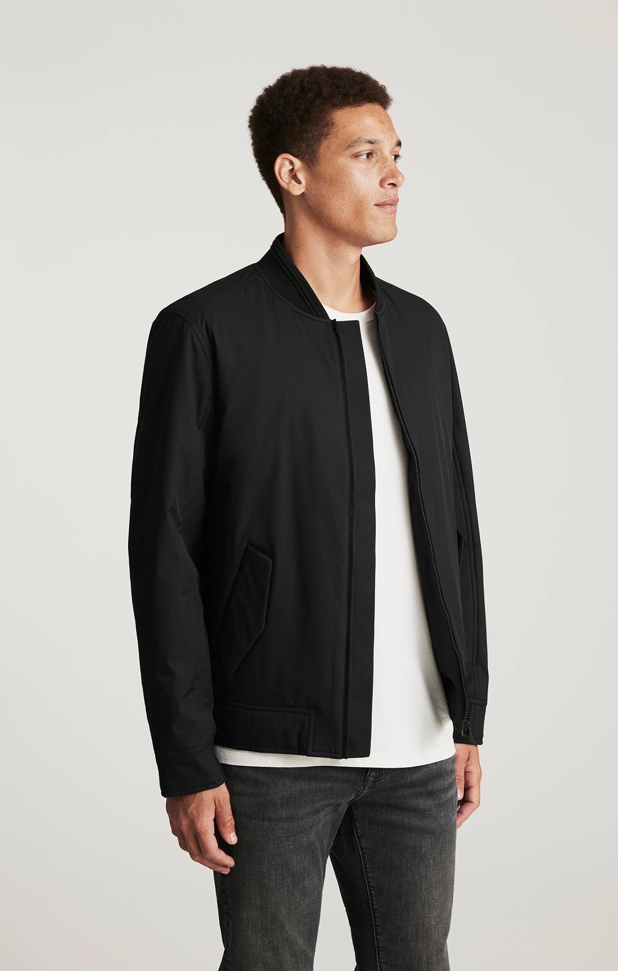 WeatherproofZipper Cotton Twill BOMBER JACKET IN BLACK