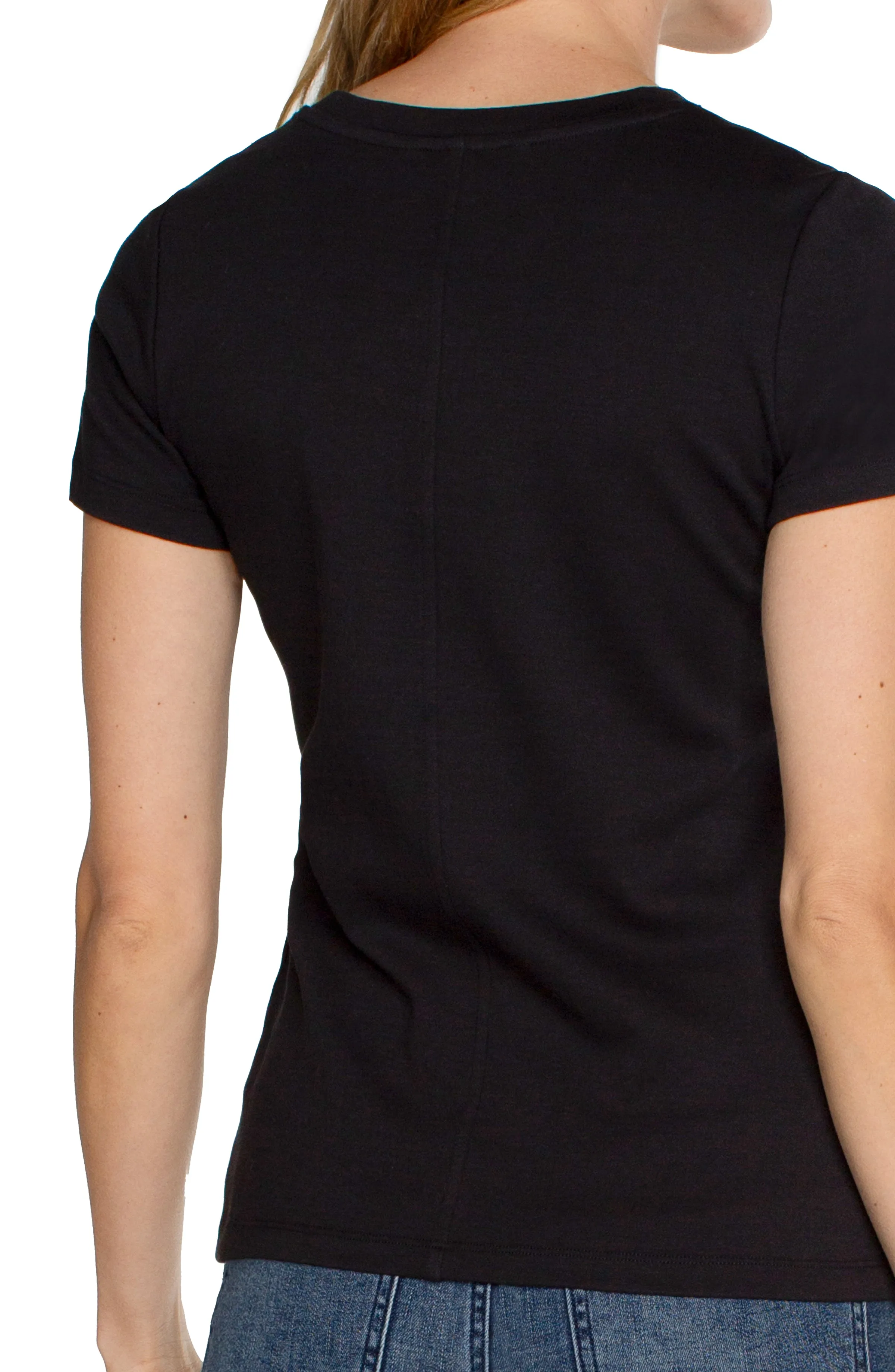 Game - changer - revolutionary Scoop Neck Short Sleeve Tee | Black WrinkleFreeFabric Gym workout