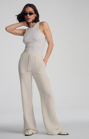 GAUZE PANTS IN GREY STRIPE Ultra Stretch