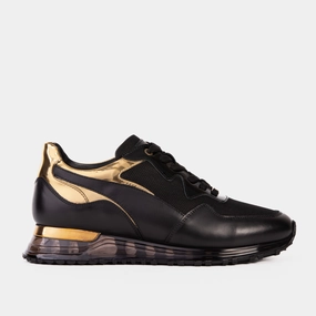 The Rialto Black & Gold Leather Men Sneaker Built For Speed