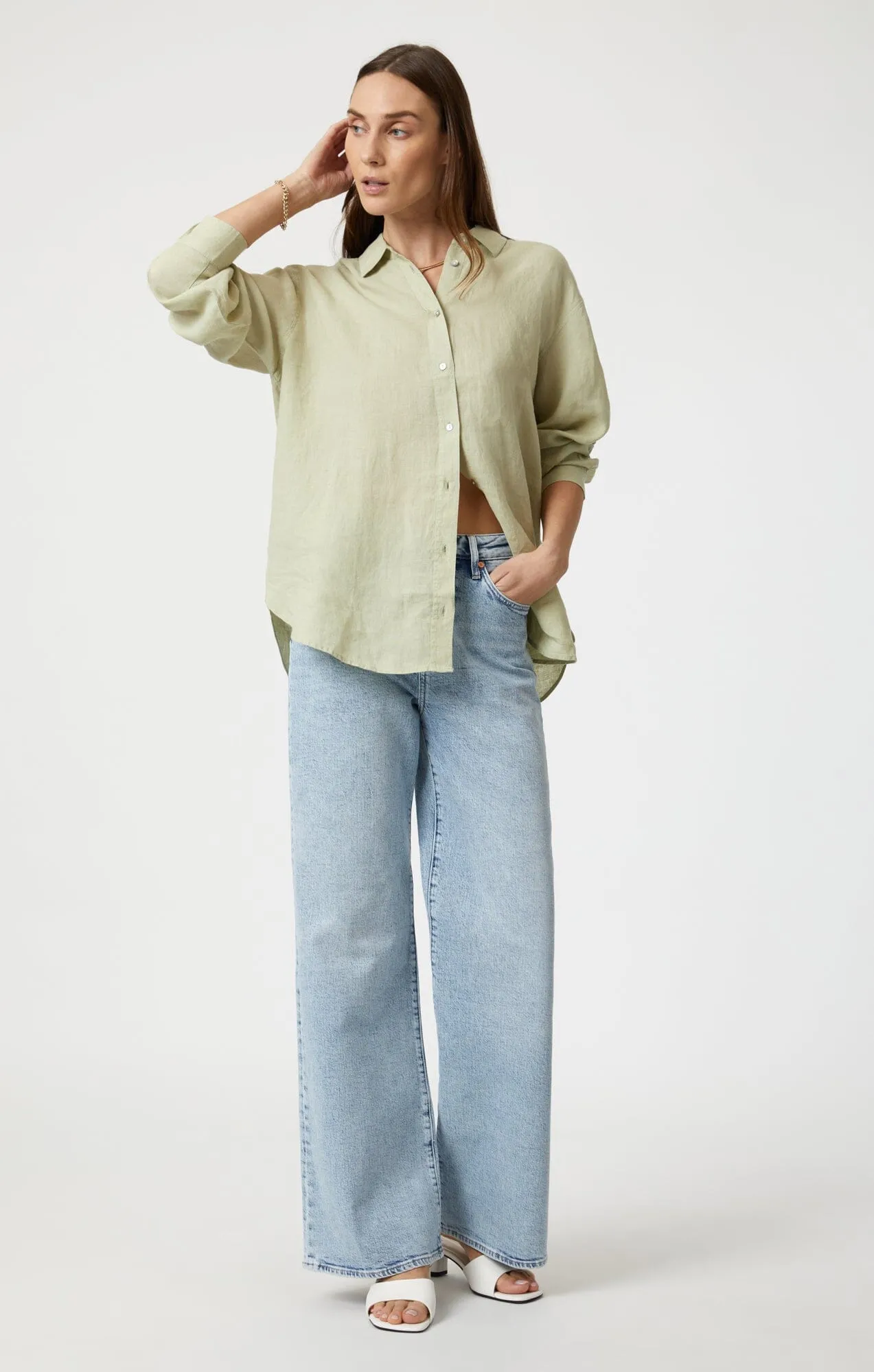 Seasonal Fashion Ethical production LINEN BUTTON-UP SHIRT IN LINT