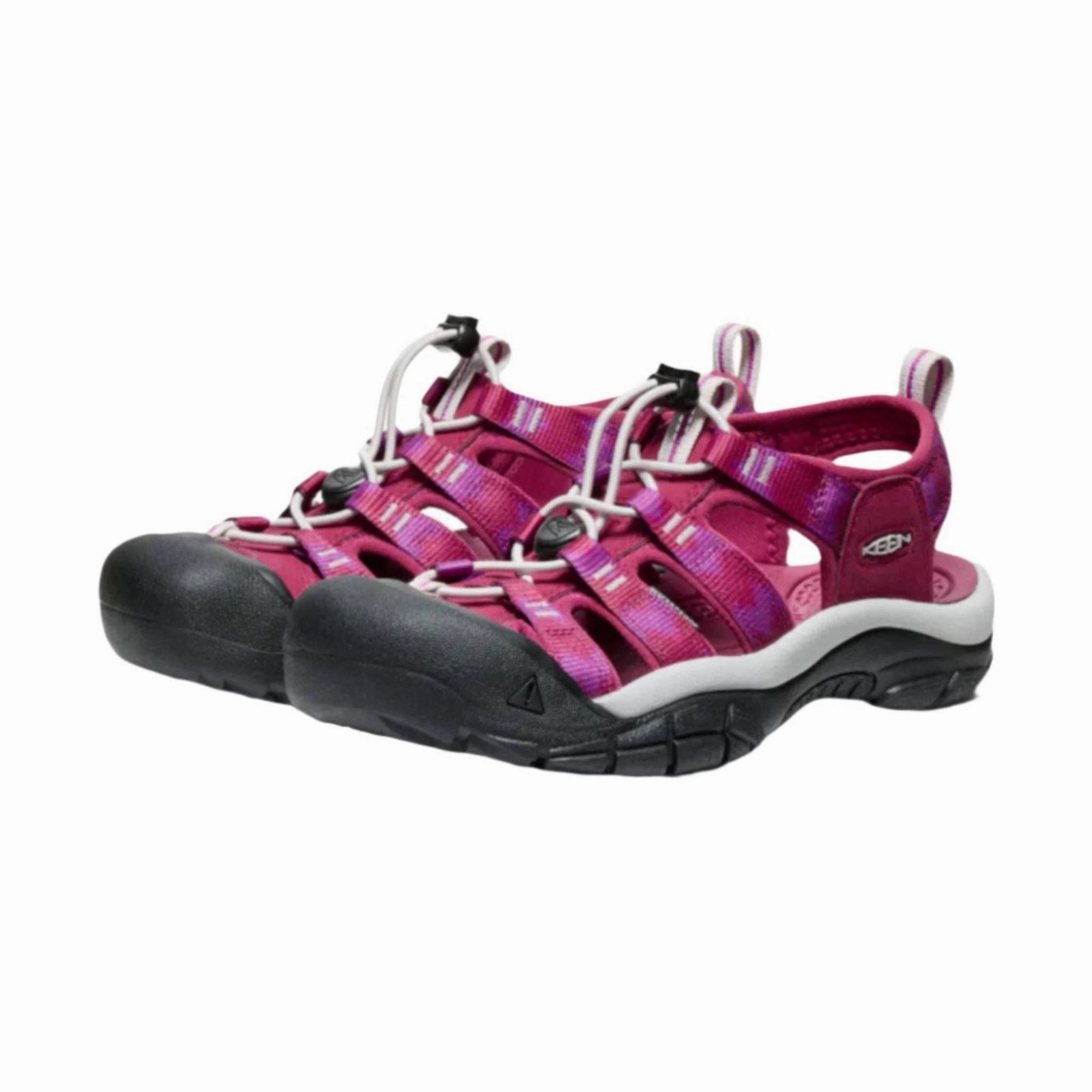 KEEN Women's Newport H2 Sandal - Beaujolais/Star White Elastic Strap Quick Release Buckle